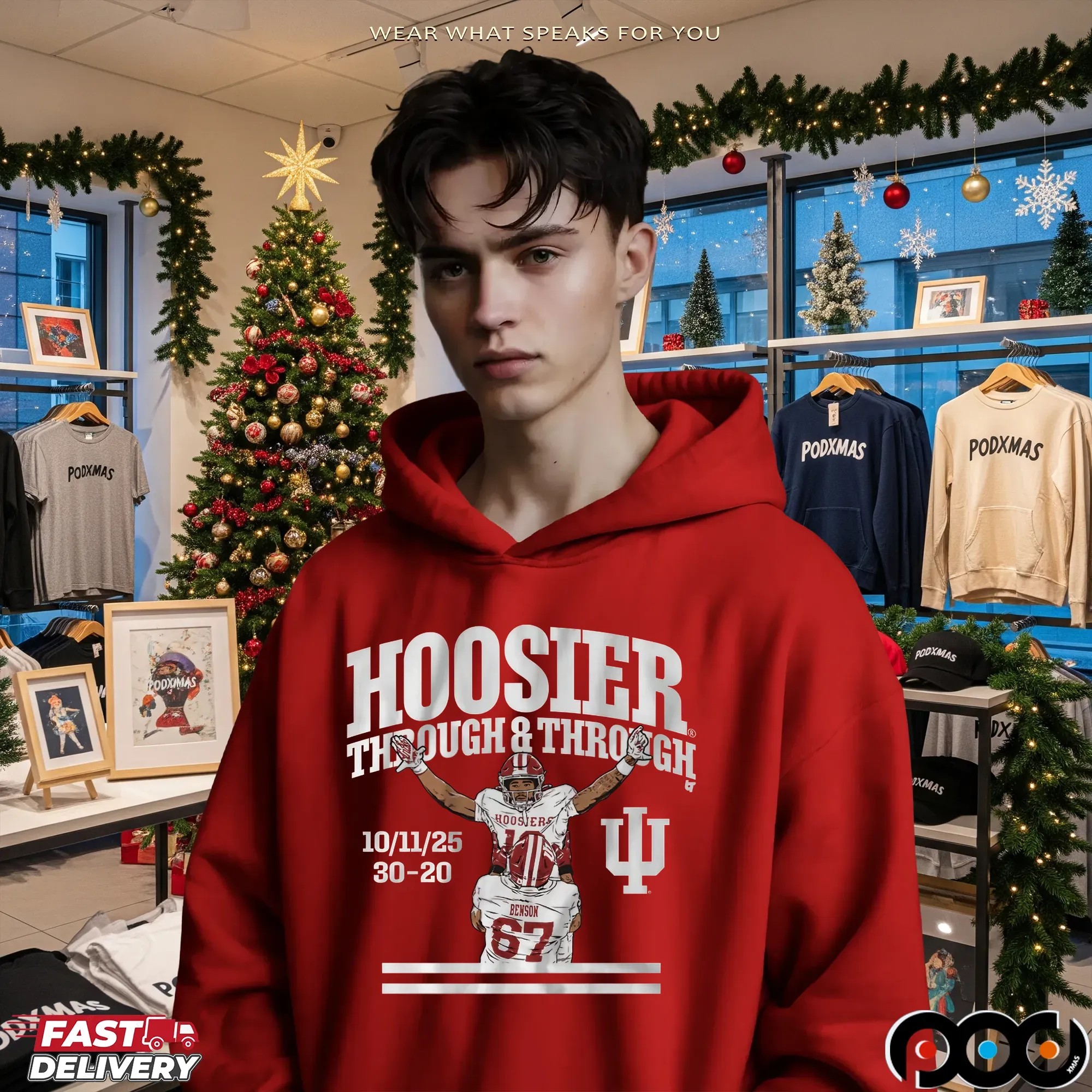 Indiana Football Elijah Sarratt Hoosier Through and Through Graphic T Shirt