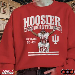 Indiana Football Elijah Sarratt Hoosier Through and Through Graphic T Shirt