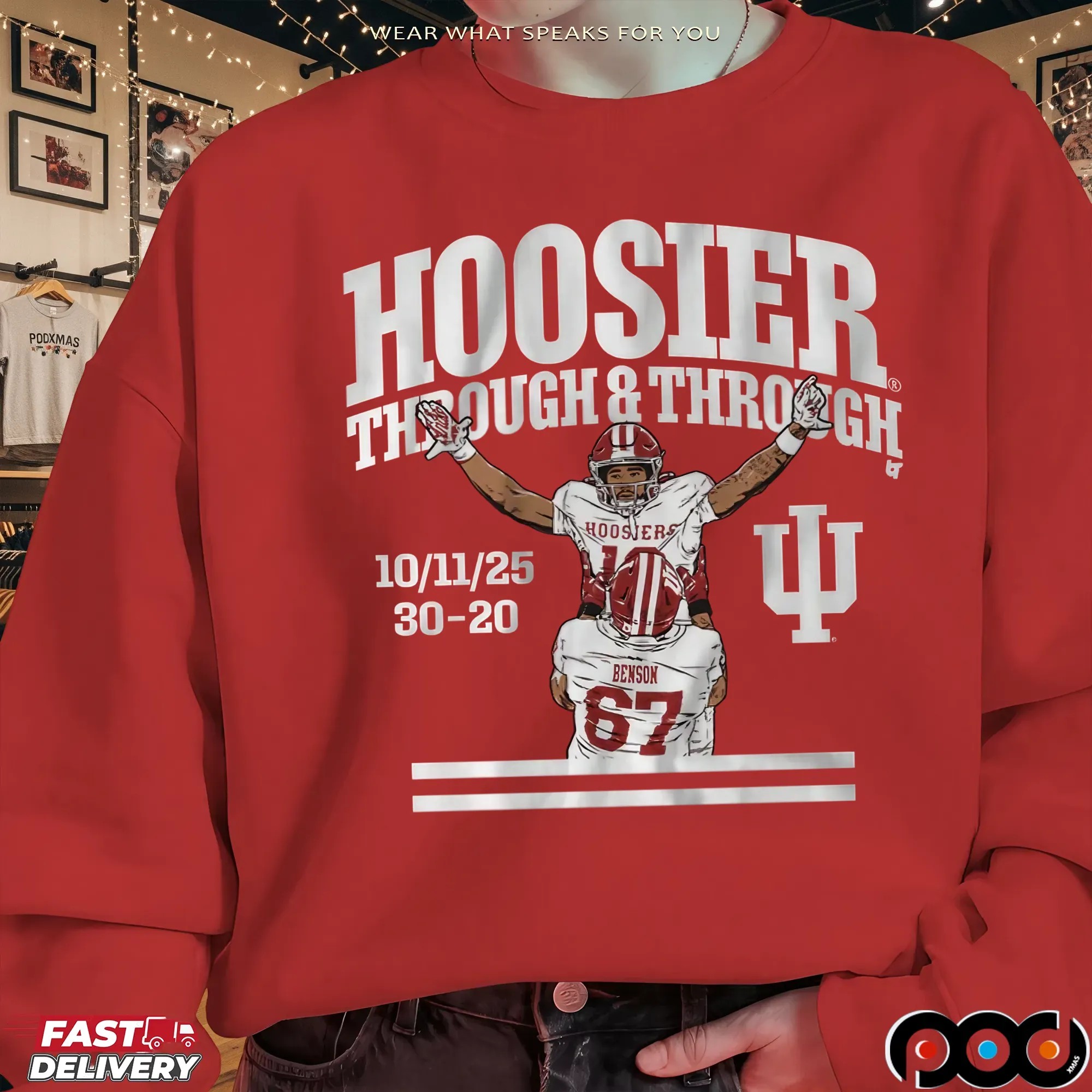 Indiana Football Elijah Sarratt Hoosier Through and Through Graphic T Shirt