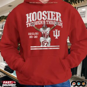 Indiana Football Elijah Sarratt Hoosier Through and Through Graphic T Shirt