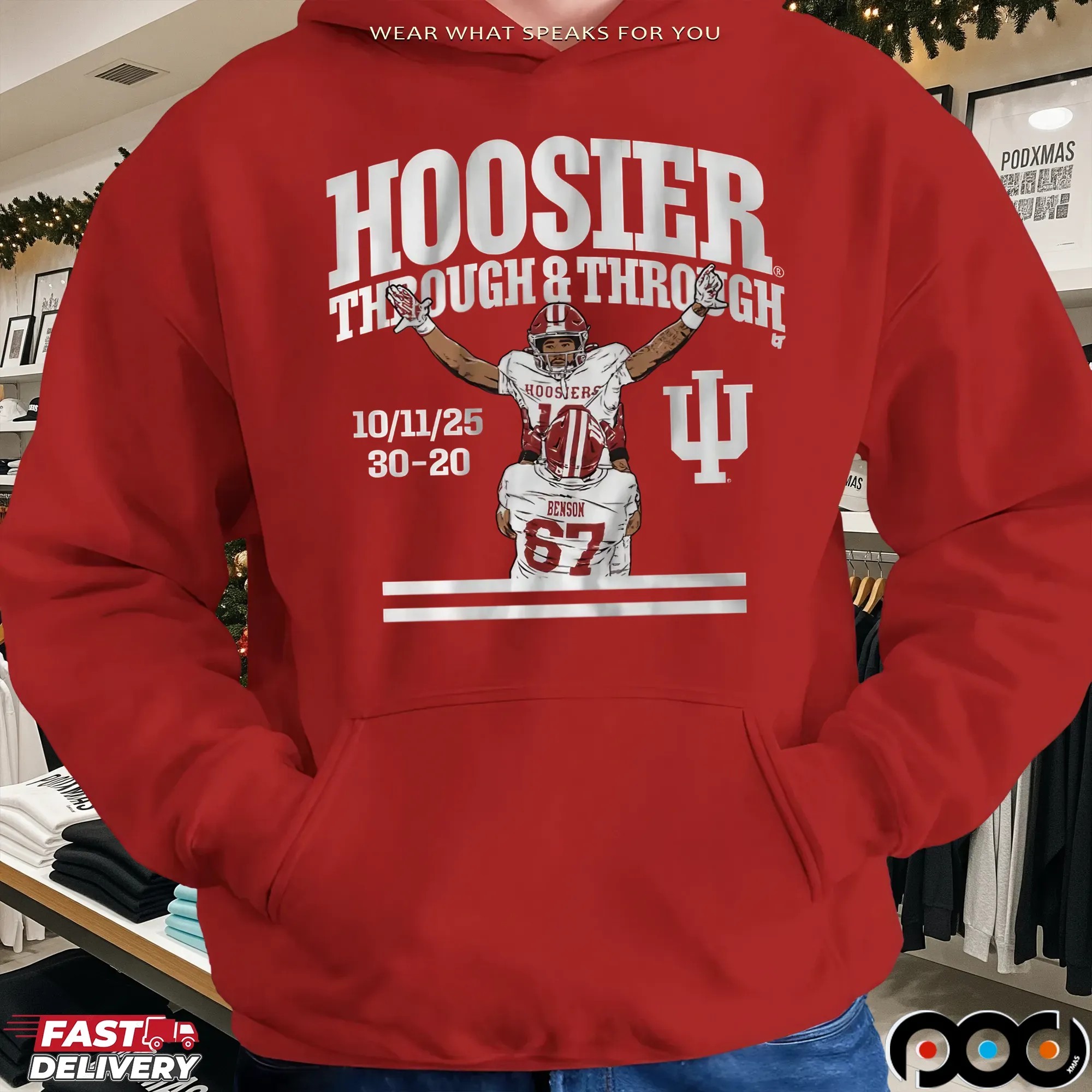 Indiana Football Elijah Sarratt Hoosier Through and Through Graphic T Shirt