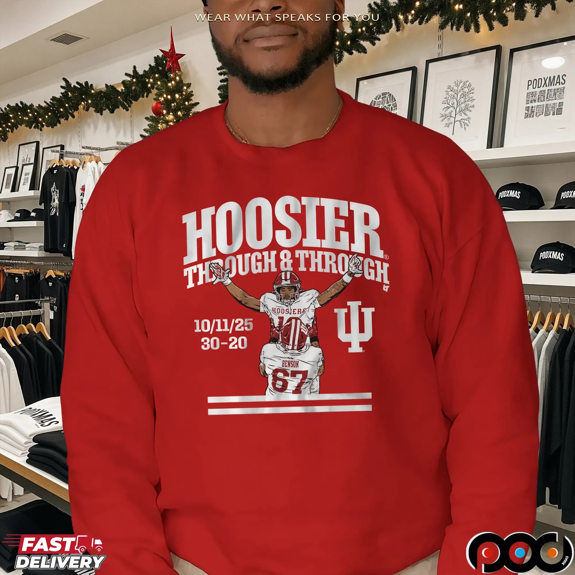 Indiana Football Elijah Sarratt Hoosier Through and Through Graphic T Shirt