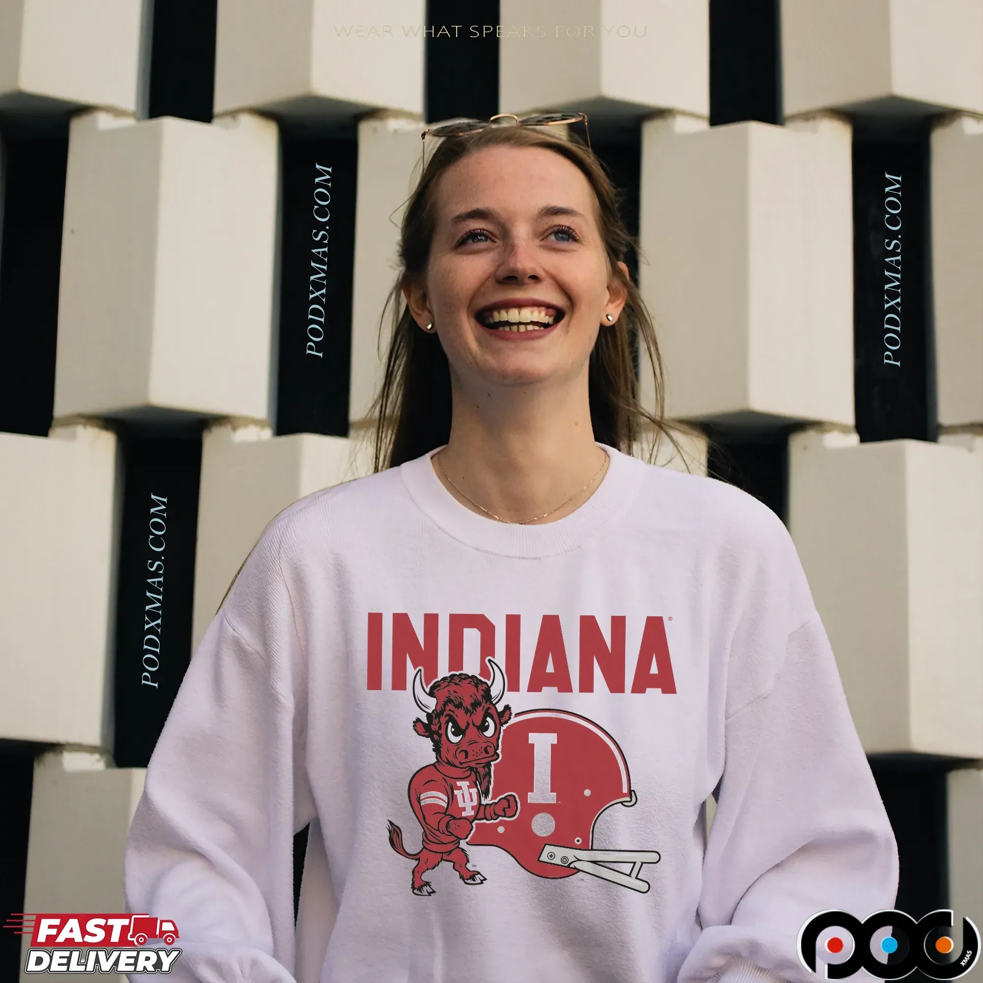 Indiana Hoosiers Football Bison & Helmet T Shirt