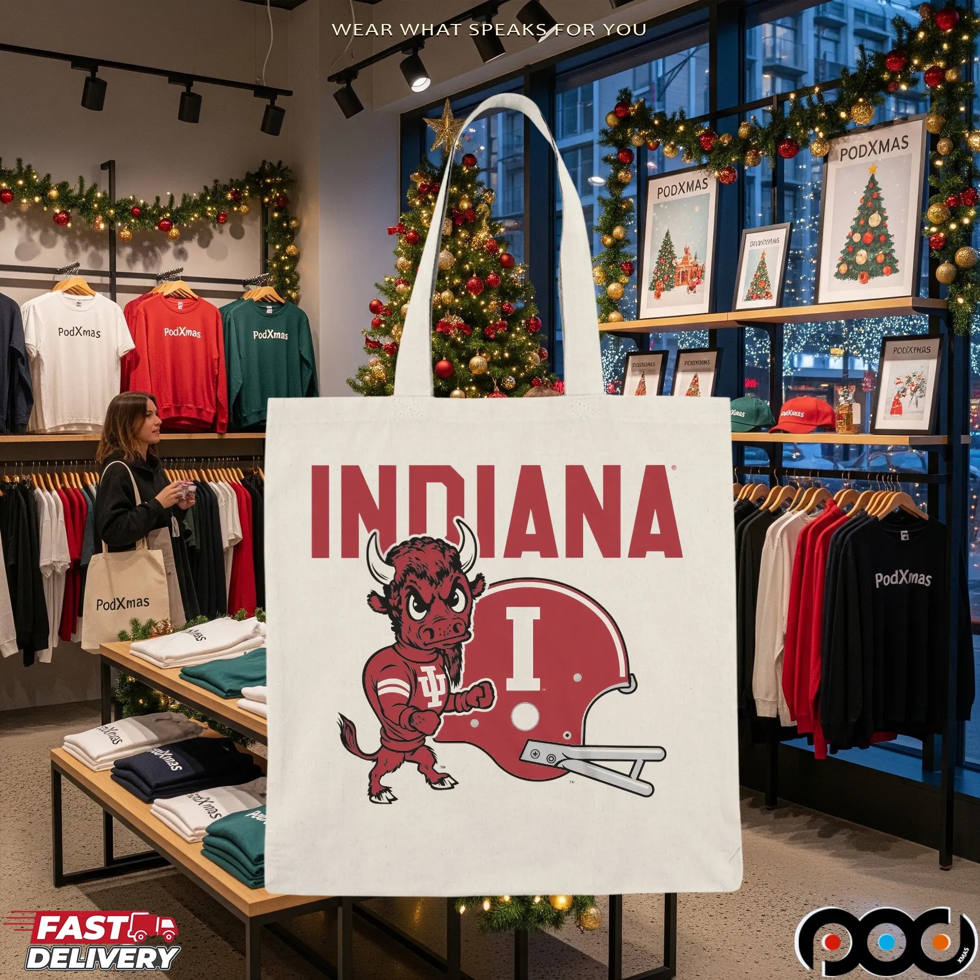 Indiana Hoosiers Football Bison & Helmet T Shirt