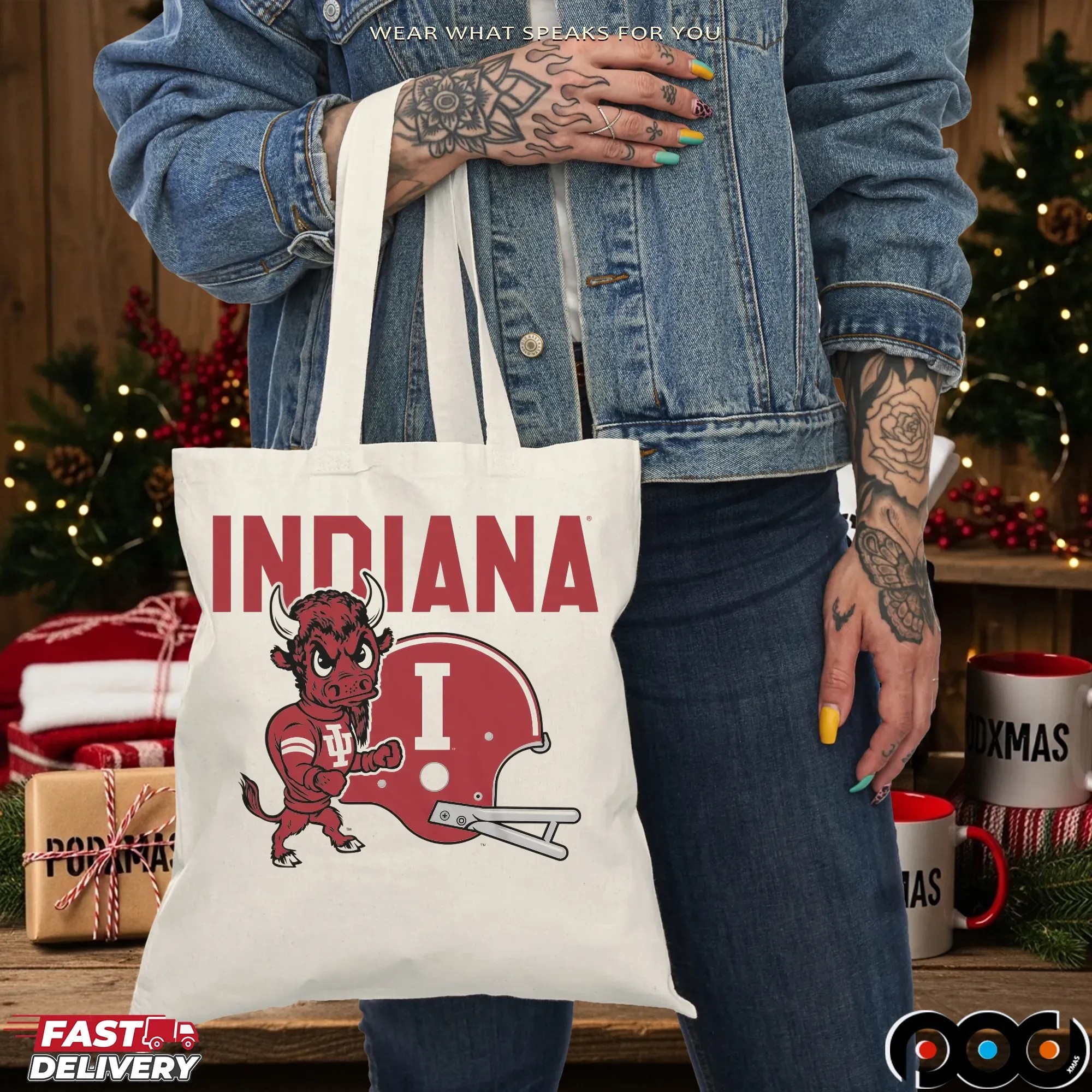 Indiana Hoosiers Football Bison & Helmet T Shirt
