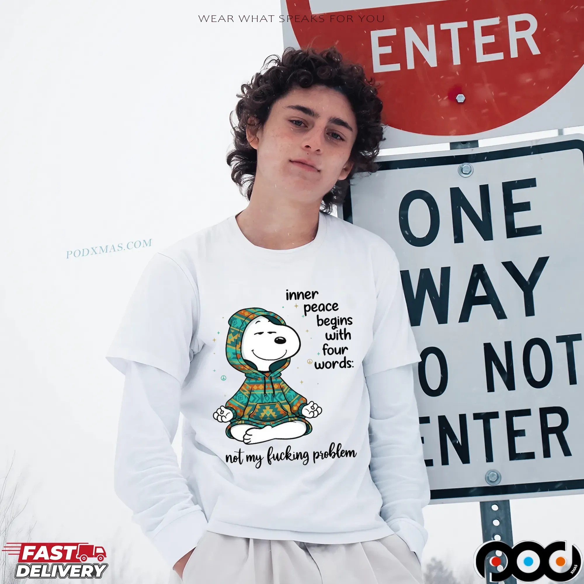 Inner Peace Begins With Four Words Not My Fucking Problem Snoopy The Peanuts T Shirt
