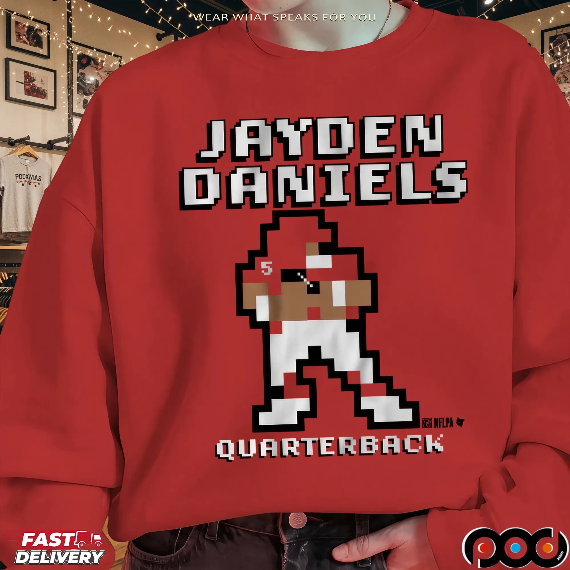 Jayden Daniels QB Retro Baller Game Pixel T Shirt