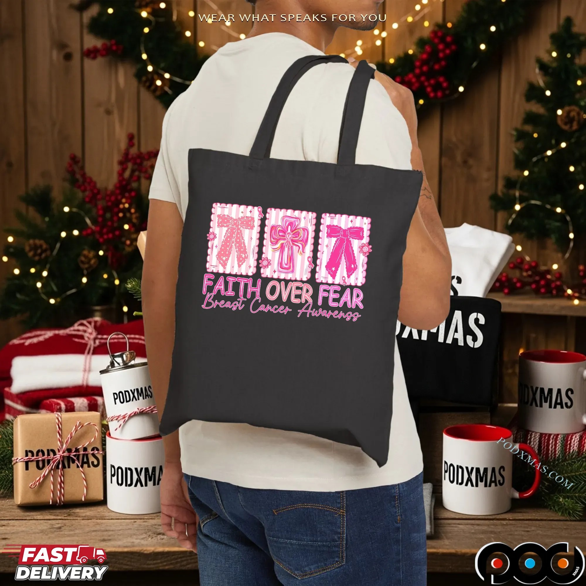 Jesus Cross Coquette, Retro Checkered Faith Over Fear, Pink Ribbon, Heal Cancer, Breast Cancer, Cancer Brushstrokes T Shirt