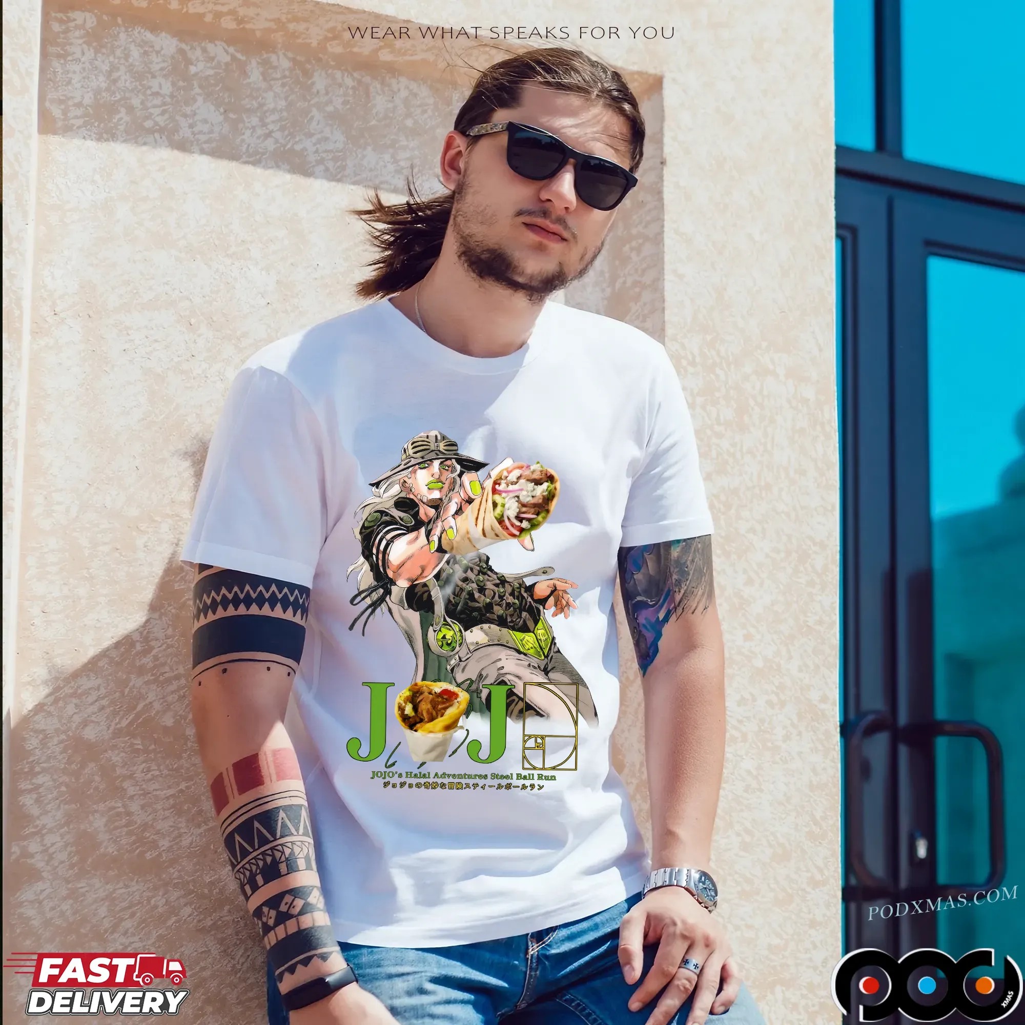 Jojo's Halal Adventure Steel Ball Run Gyro Gyro Zeppeli Anime T Shirt