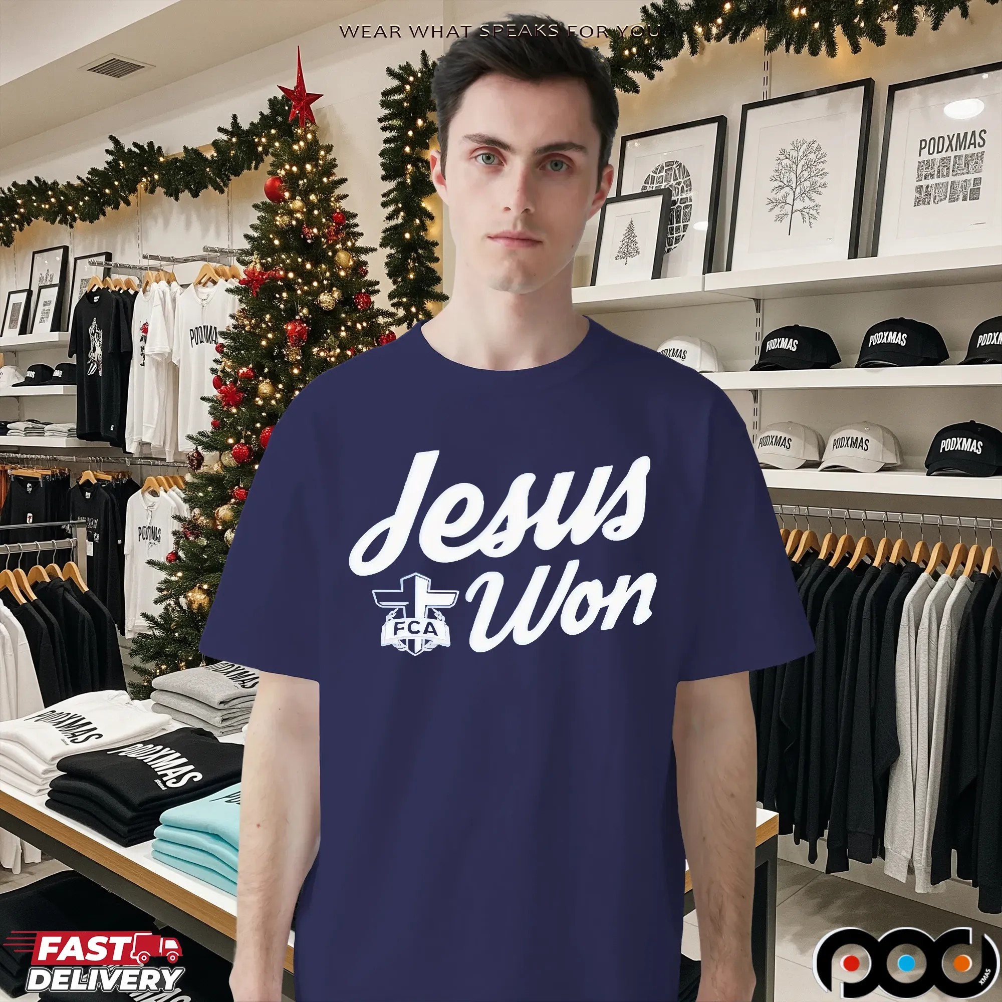 Jordyn Tyson Wearing Jesus Won FCA T Shirt
