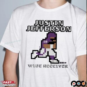 Justin Jefferson Wide Receiver Retro Baller Pixel T Shirt
