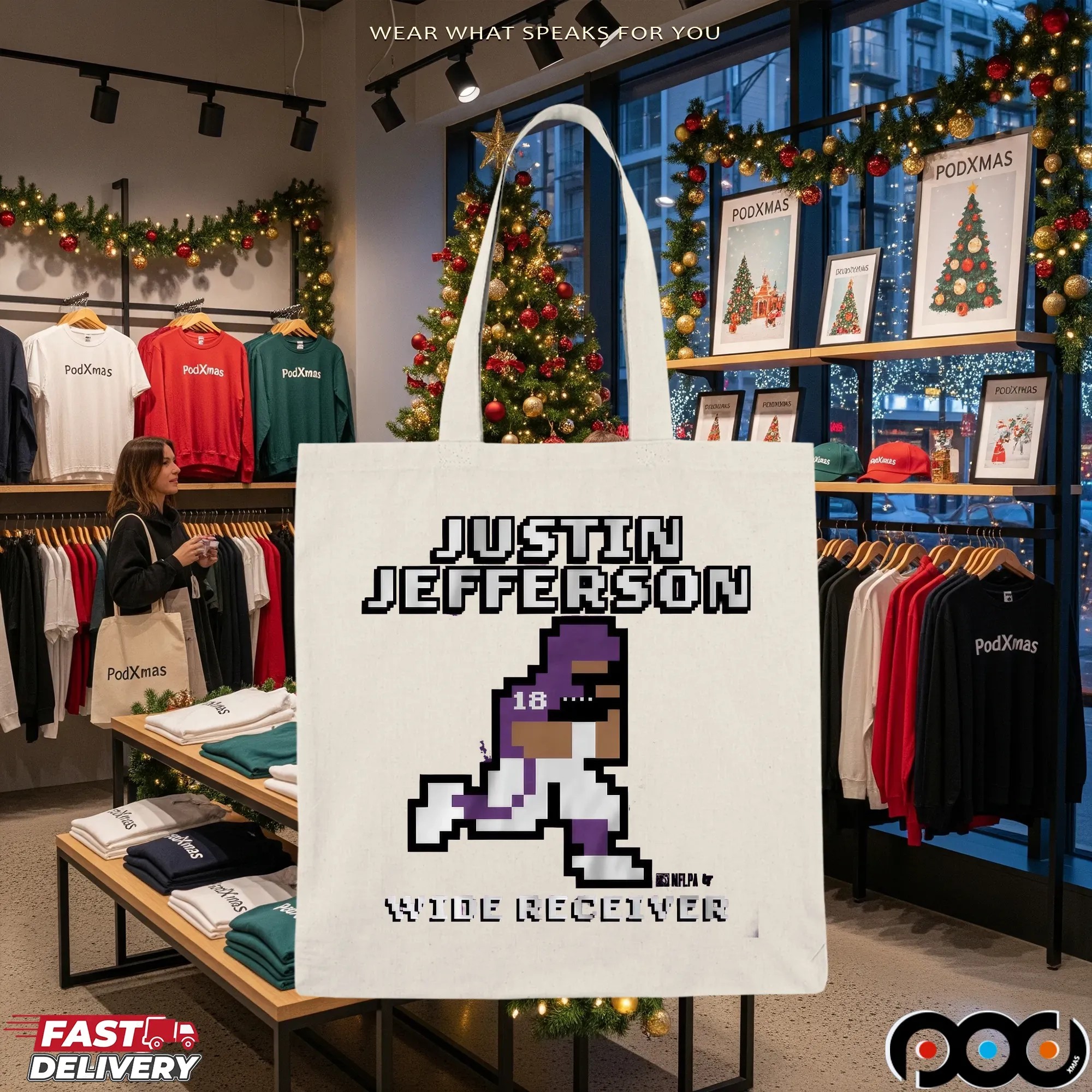 Justin Jefferson Wide Receiver Retro Baller Pixel T Shirt