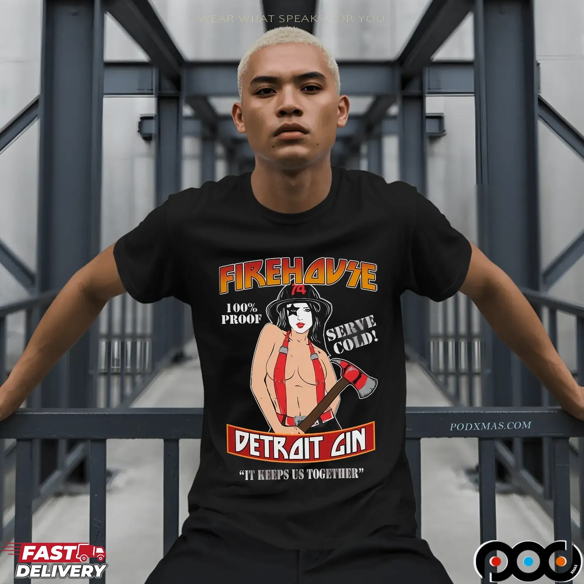 KISS Inspired Firehouse Detroit Gin T Shirt KISS Inspired Firehouse Detroit Gin T Shirt