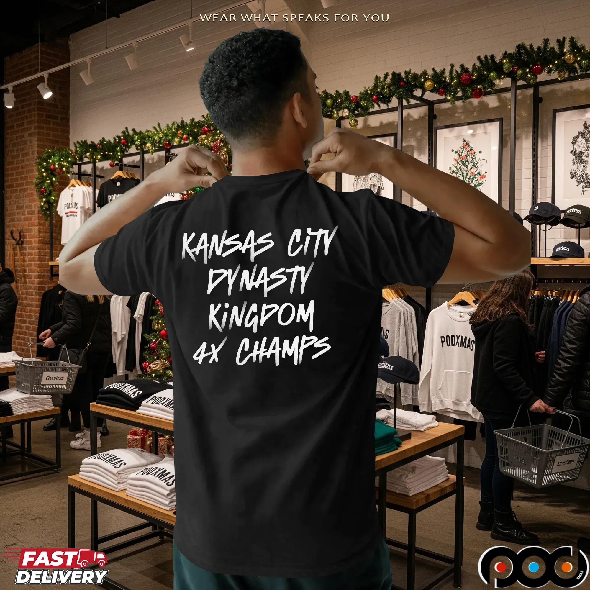 Kansas City Dynasty Kingdom Kingdom 4x Champs Bold Text T Shirt
