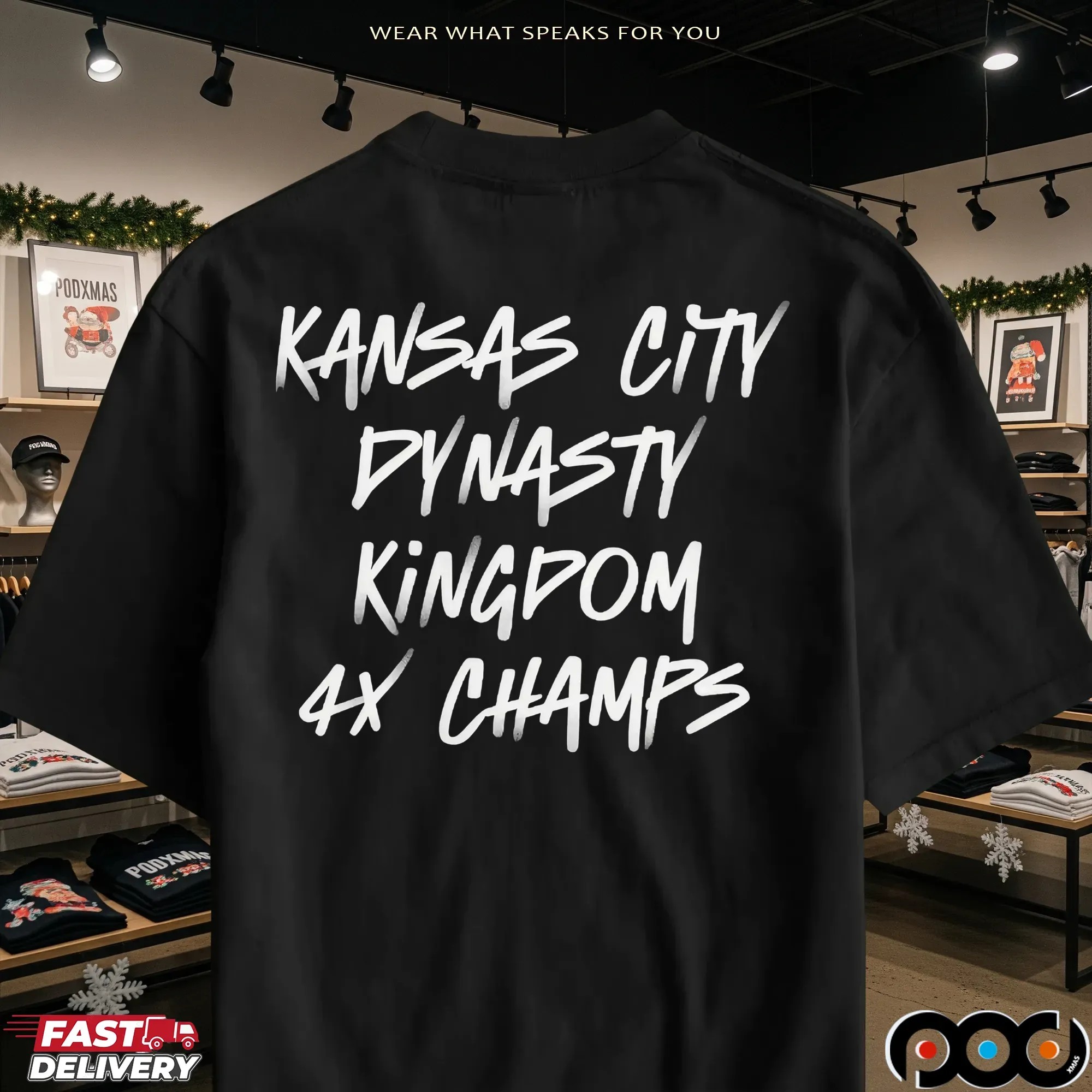 Kansas City Dynasty Kingdom Kingdom 4x Champs Bold Text T Shirt
