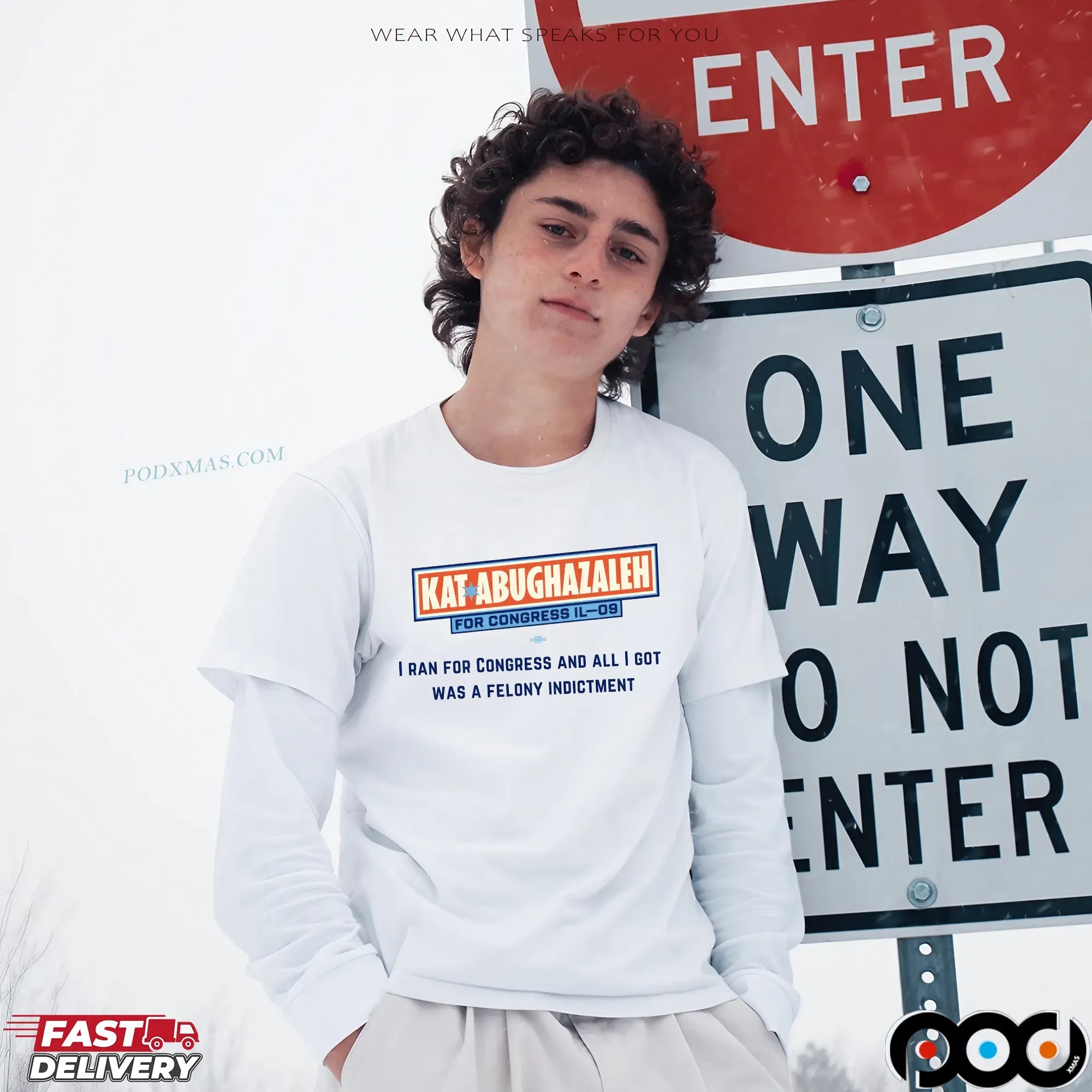 Kat Abughazaleh For Congress Il-09 I Ran For Congress And All I Got Was A Felony Indictment T Shirt
