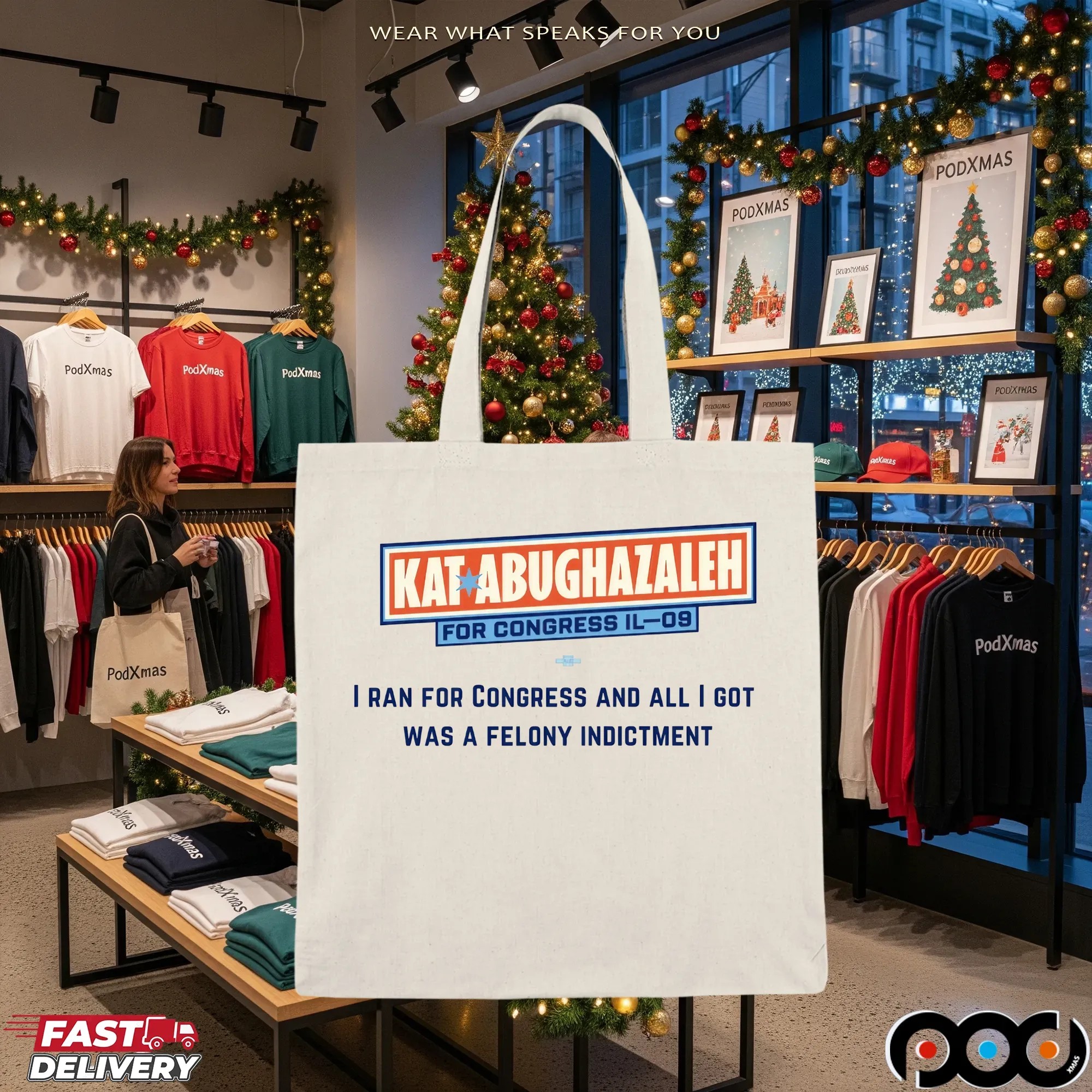 Kat Abughazaleh For Congress Il-09 I Ran For Congress And All I Got Was A Felony Indictment T Shirt
