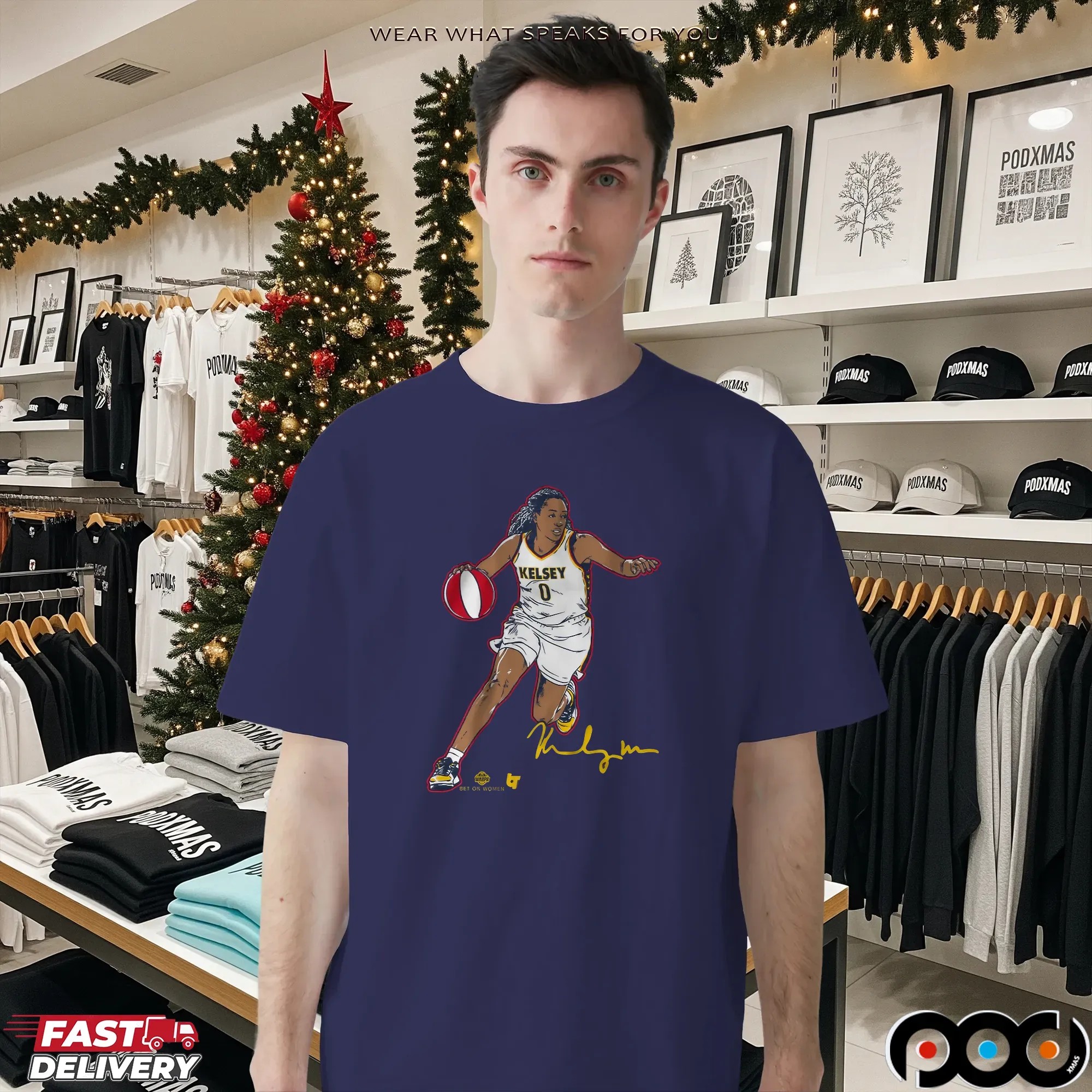 Kelsey Mitchell Superstar Pose Indiana WNBA T Shirt