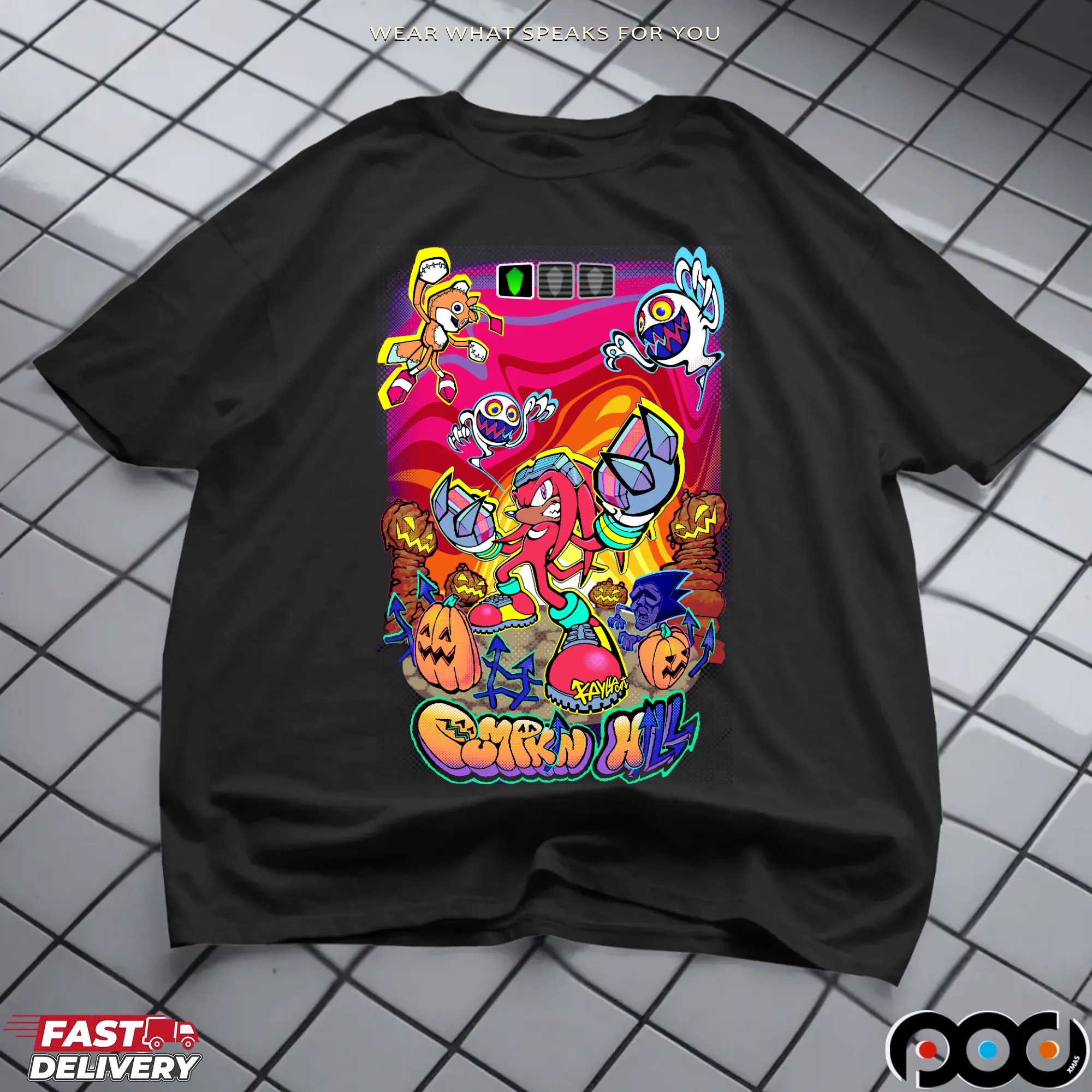 Knuckles Pumpkin Hill Halloween Sonic Adventure Pop T Shirt