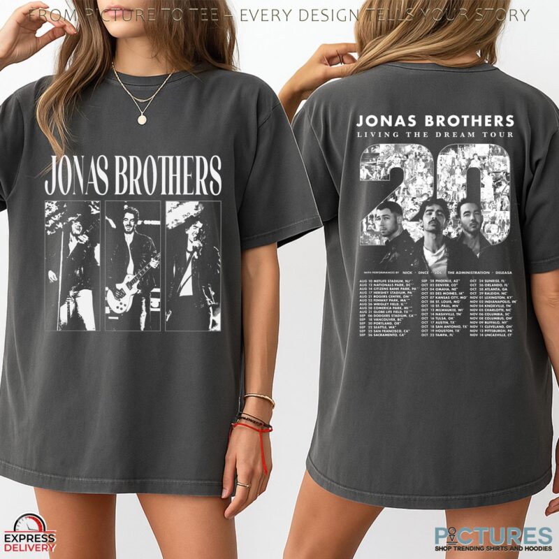Jonas Brothers Living The Dream 20th Anniversary Tour Double Sided T Shirt Jonas Brothers Living The Dream 20th Anniversary Tour Double Sided T Shirt