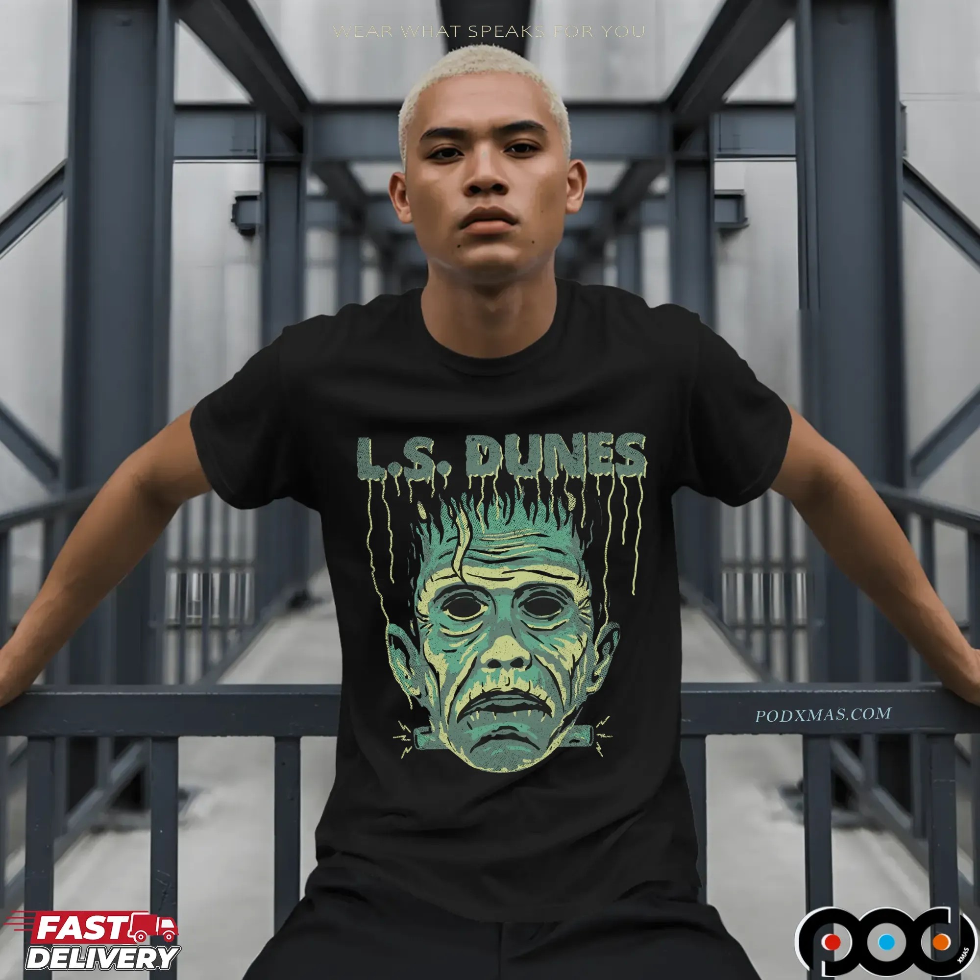 L S Dunes Frankenstein Halloween T Shirt