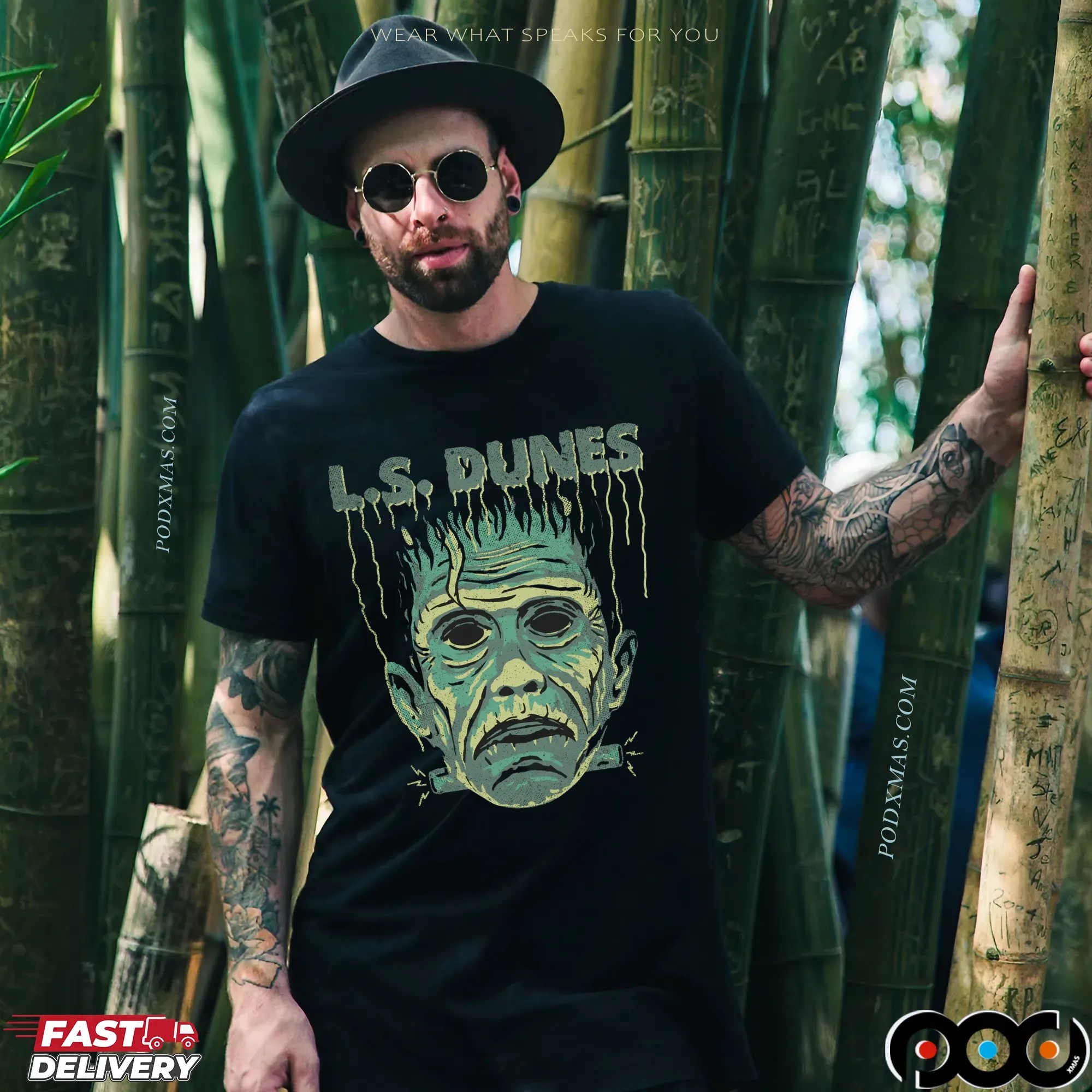 L S Dunes Frankenstein Halloween T Shirt