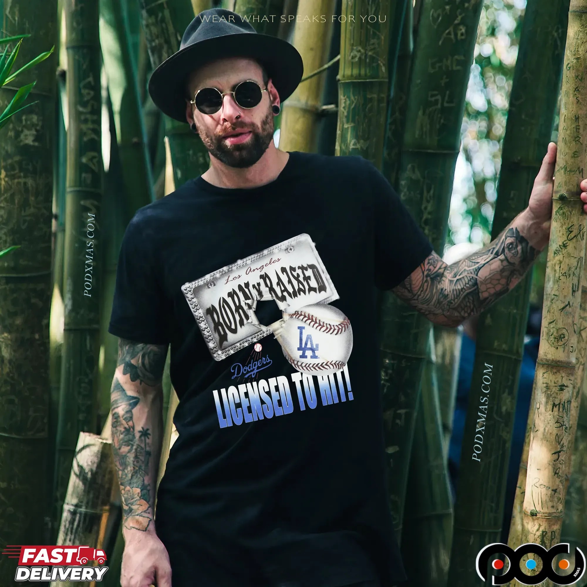 Los Angeles Dodgers New Era Born and Raised Licensed To Hit Mashup T Shirt