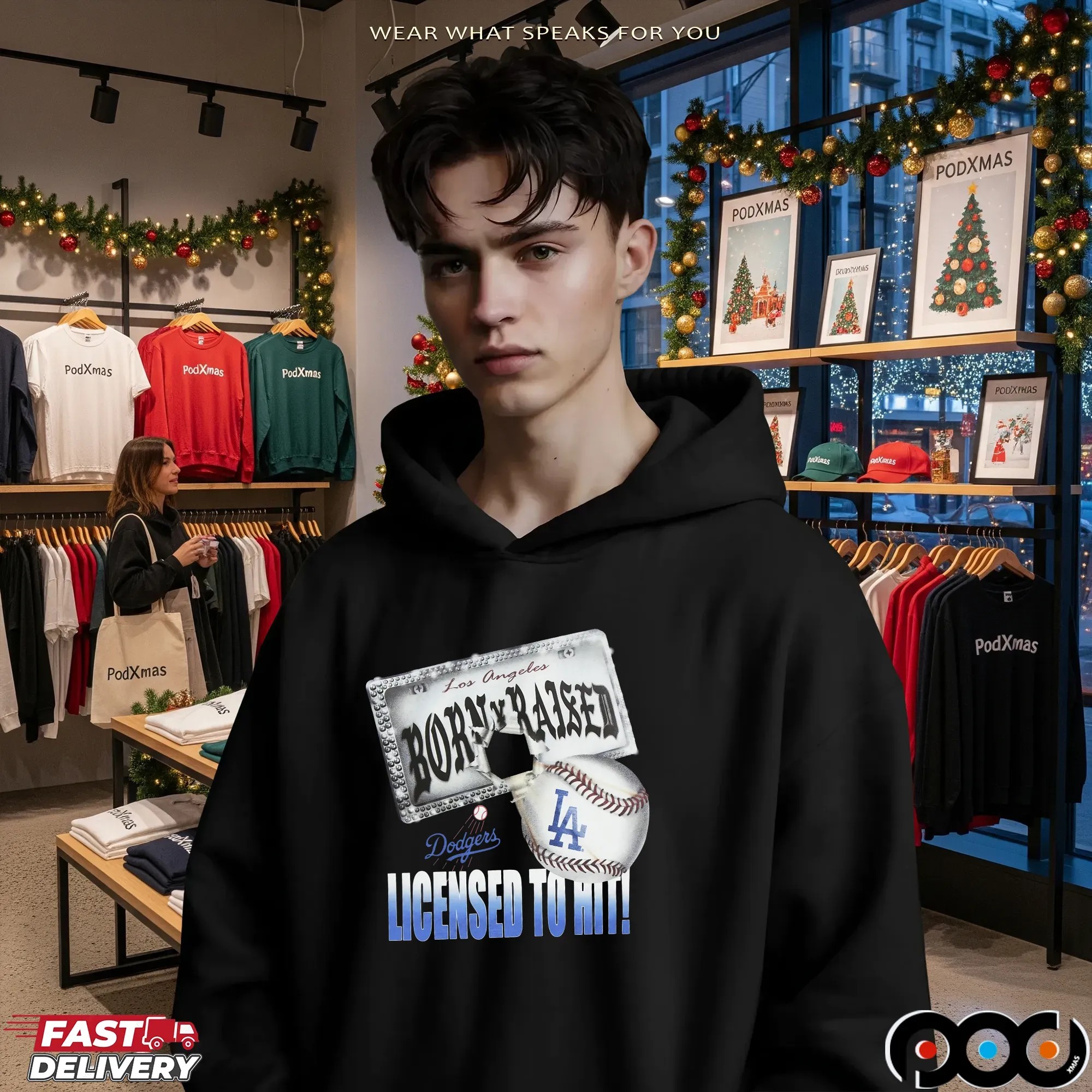 Los Angeles Dodgers New Era Born and Raised Licensed To Hit Mashup T Shirt