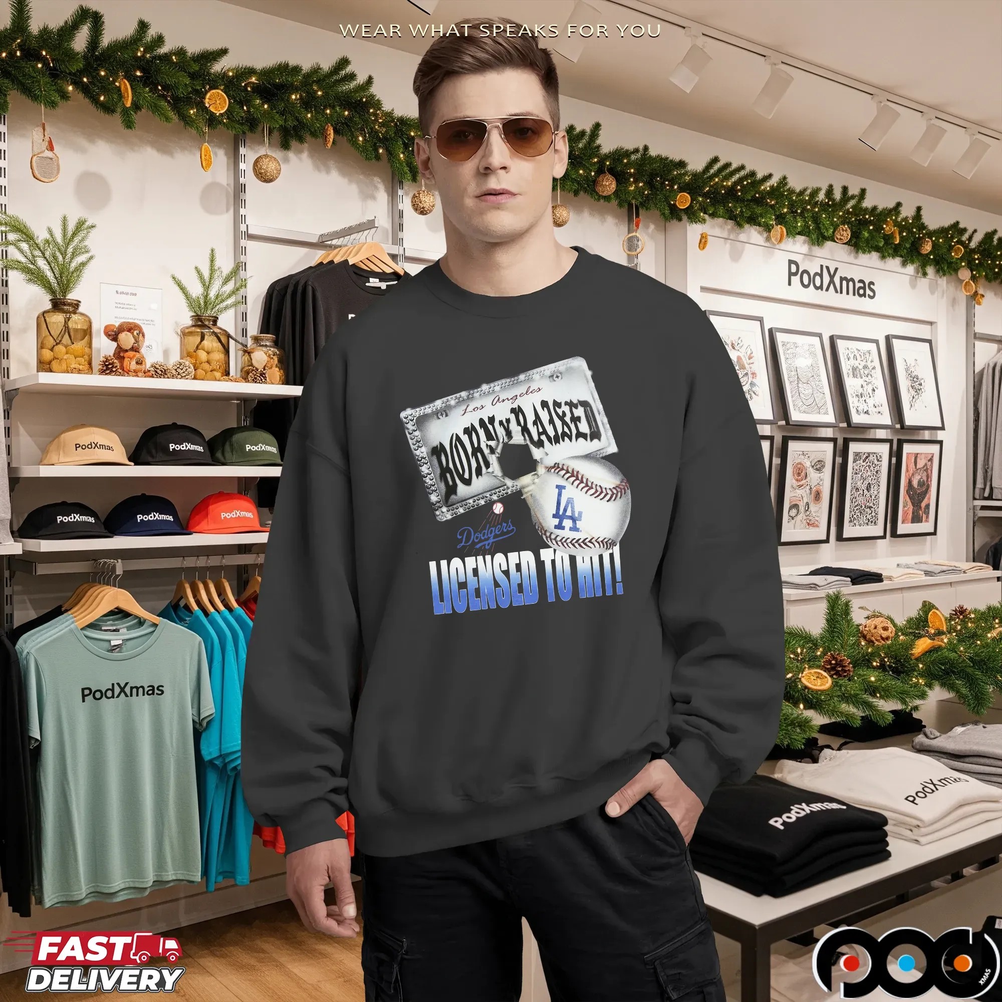 Los Angeles Dodgers New Era Born and Raised Licensed To Hit Mashup T Shirt