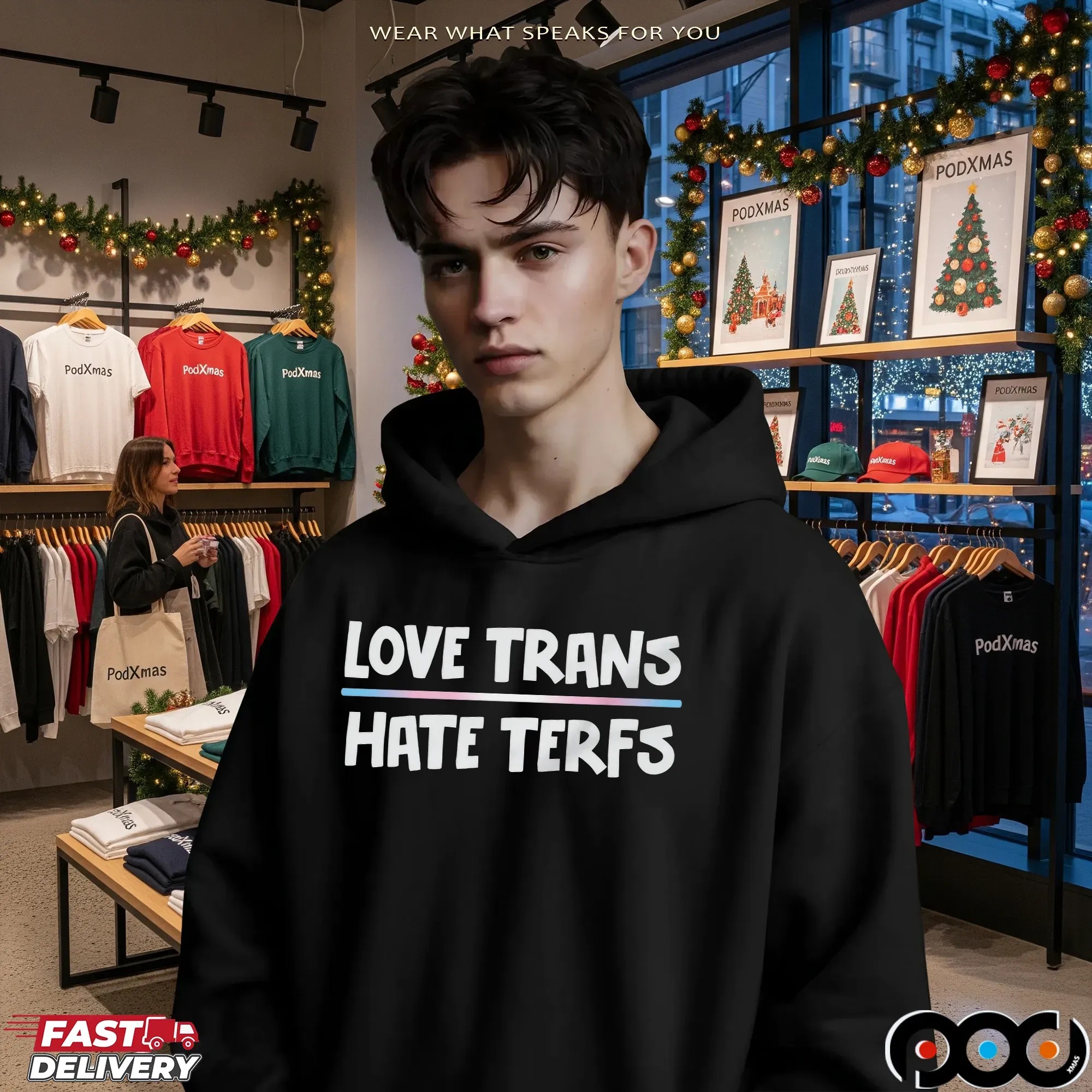 Love Trans Hate TERFs LGBT T Shirt