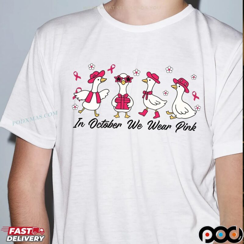Breast Cancer Goose, In October We Wear Pink Shirt Design, Preppy Breast Cancer, Together We Fight, Pink Coquette Bow Shirt Breast Cancer Goose, In October We Wear Pink Shirt Design, Preppy Breast Cancer, Together We Fight, Pink Coquette Bow Shirt
