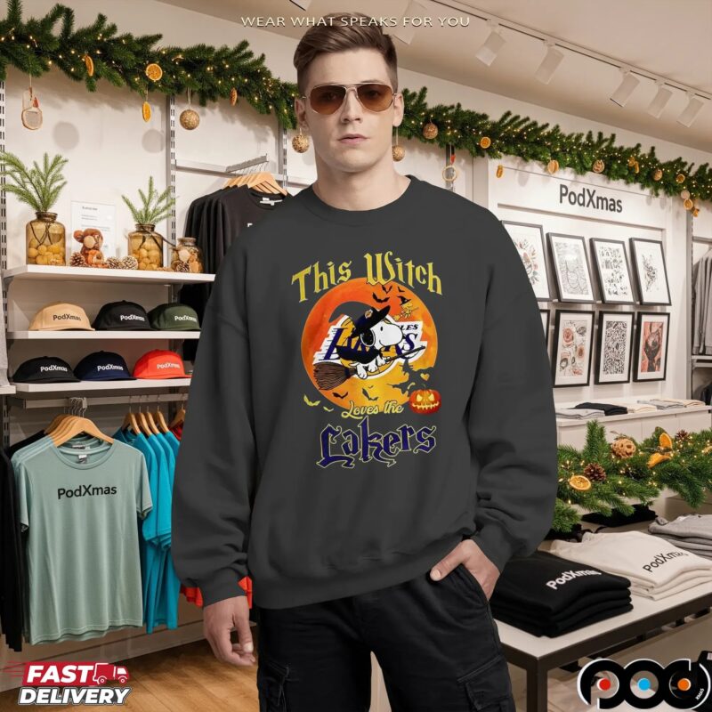 Snoopy This Witch Loves The Los Angeles Lakers Halloween T Shirt