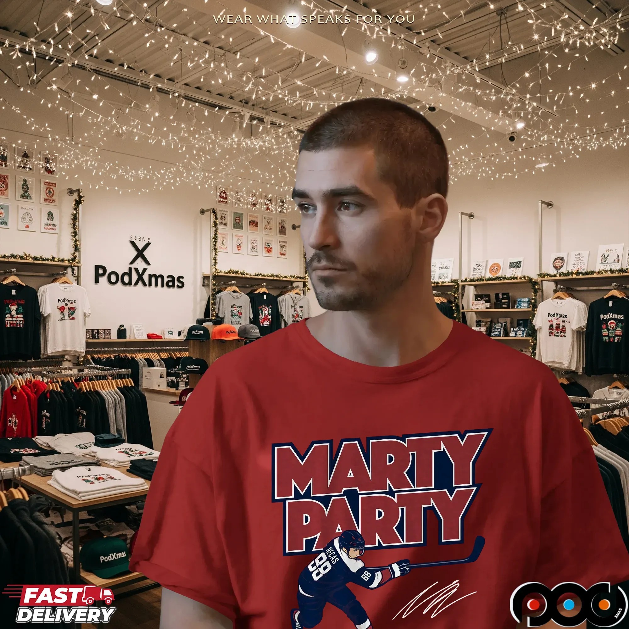 Martin Necas Marty Party Graphic Signature T Shirt
