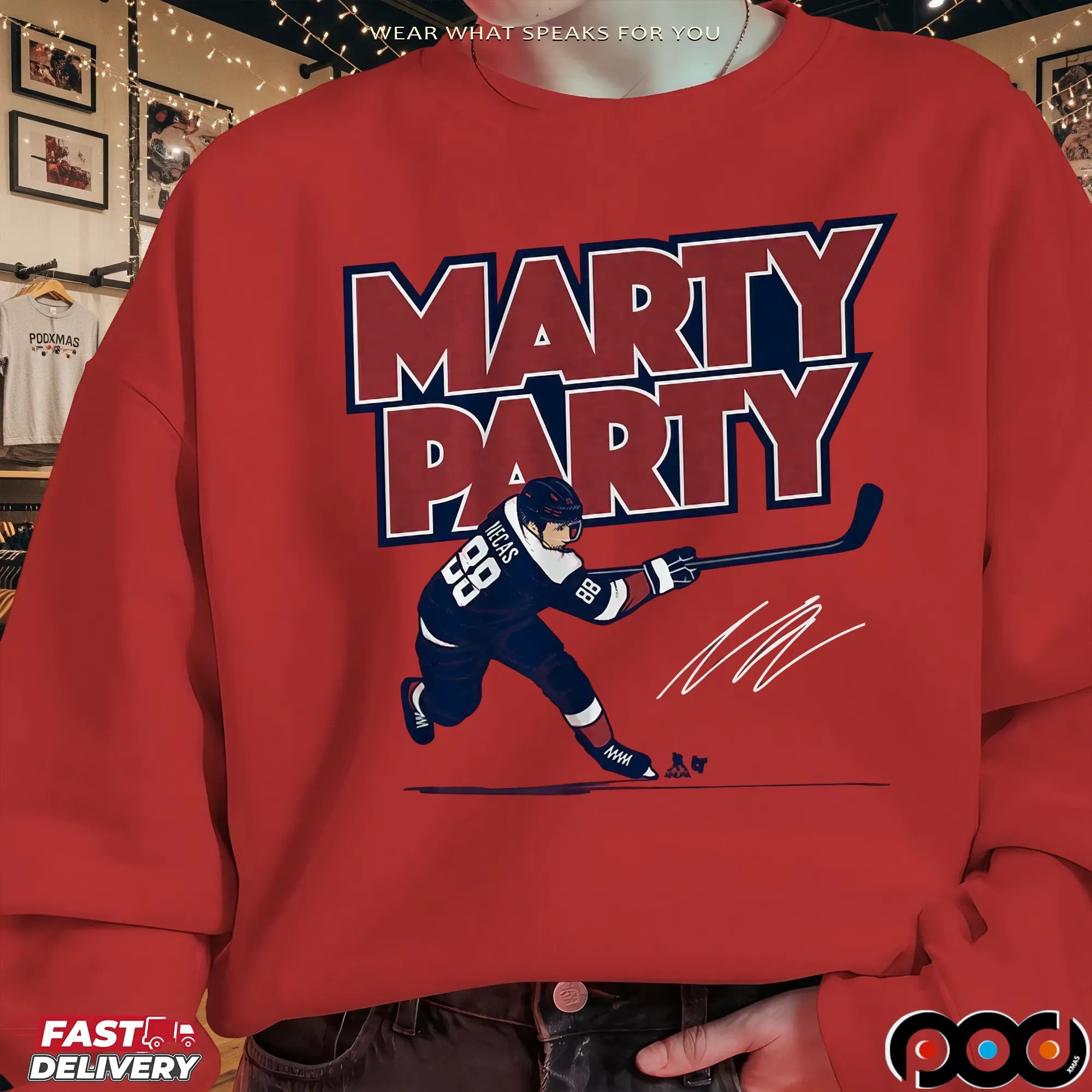 Martin Necas Marty Party Graphic Signature T Shirt