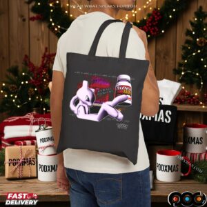 Mewtwo Holding Tylenol Edgy Glitchcore Pokémon Parody T Shirt
