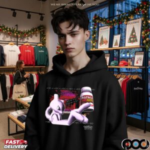 Mewtwo Holding Tylenol Edgy Glitchcore Pokémon Parody T Shirt