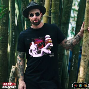 Mewtwo Holding Tylenol Edgy Glitchcore Pokémon Parody T Shirt
