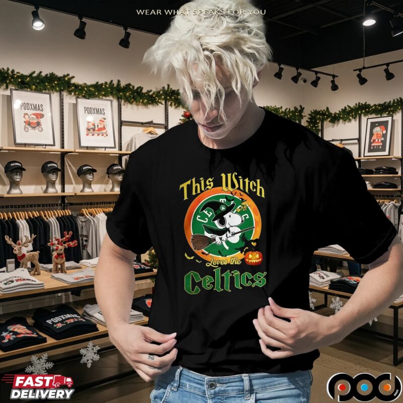 Snoopy This Witch Loves The Boston Celtics Halloween T Shirt