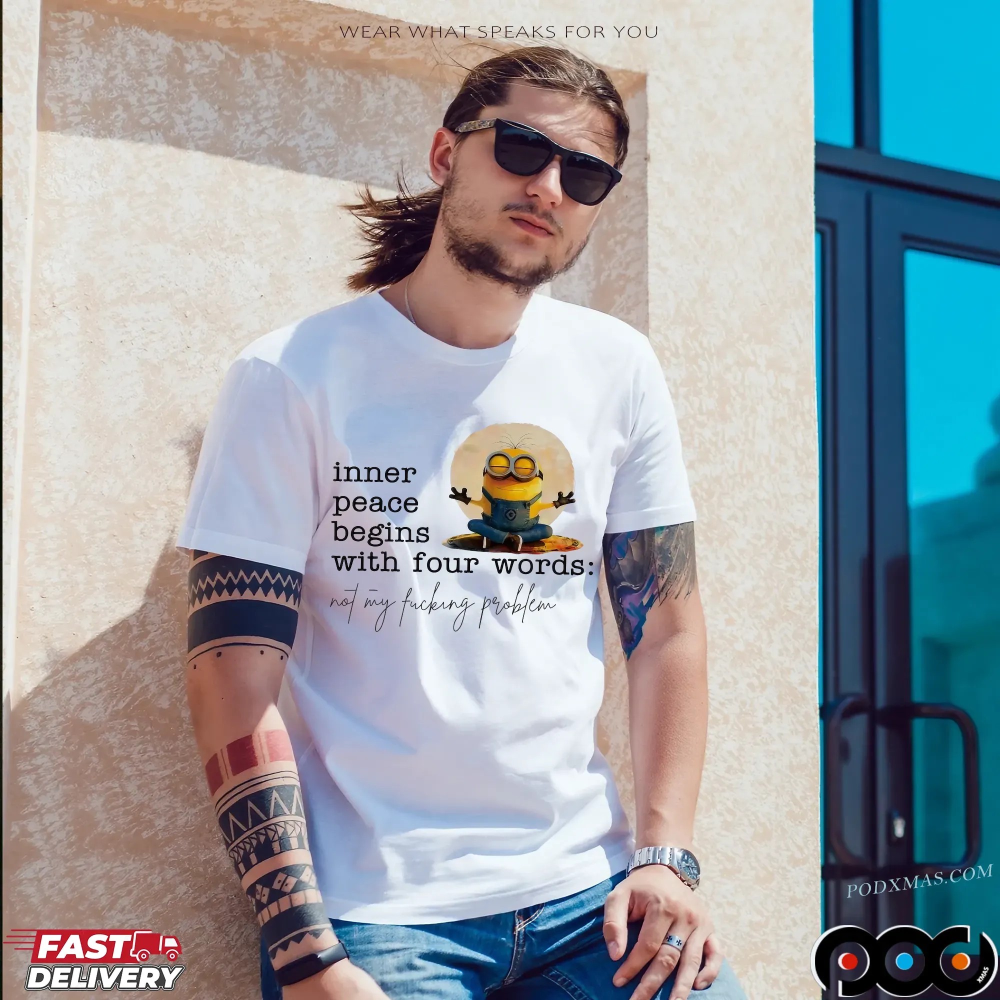 Minion Yoga Inner Peace Begins With Four Words Not My Fucking Problem T Shirt
