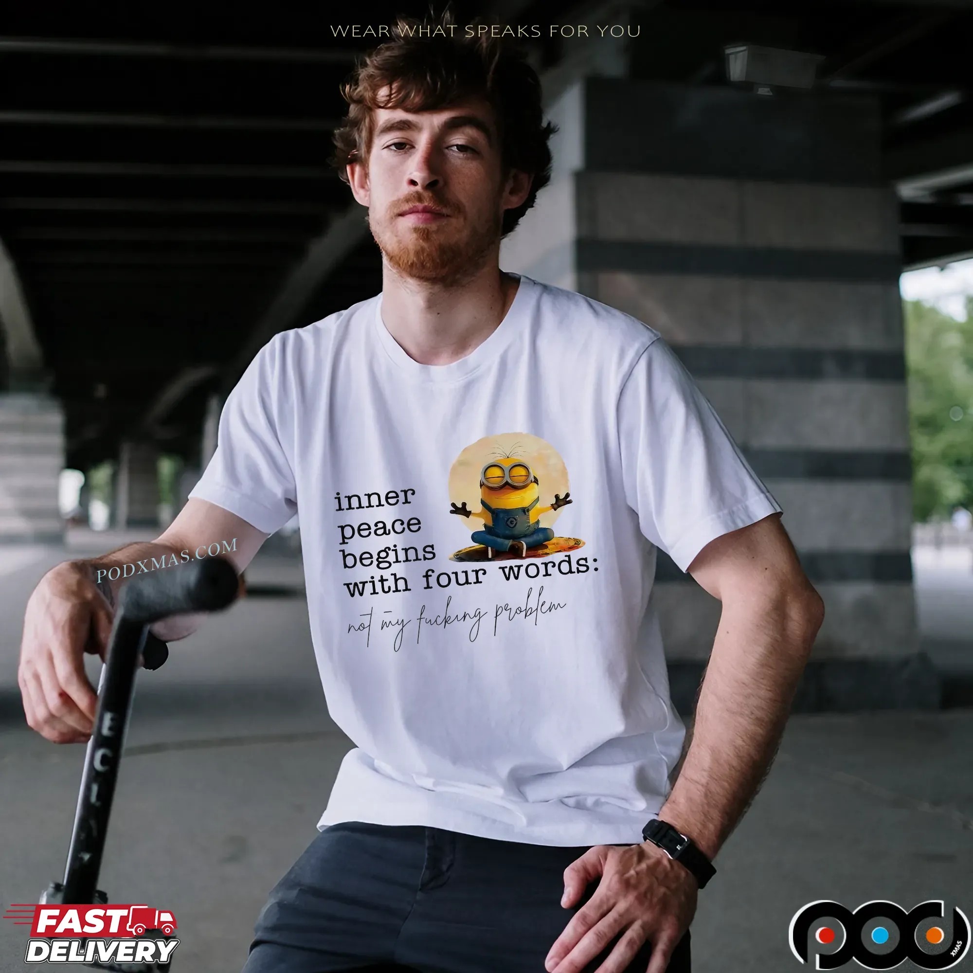 Minion Yoga Inner Peace Begins With Four Words Not My Fucking Problem T Shirt