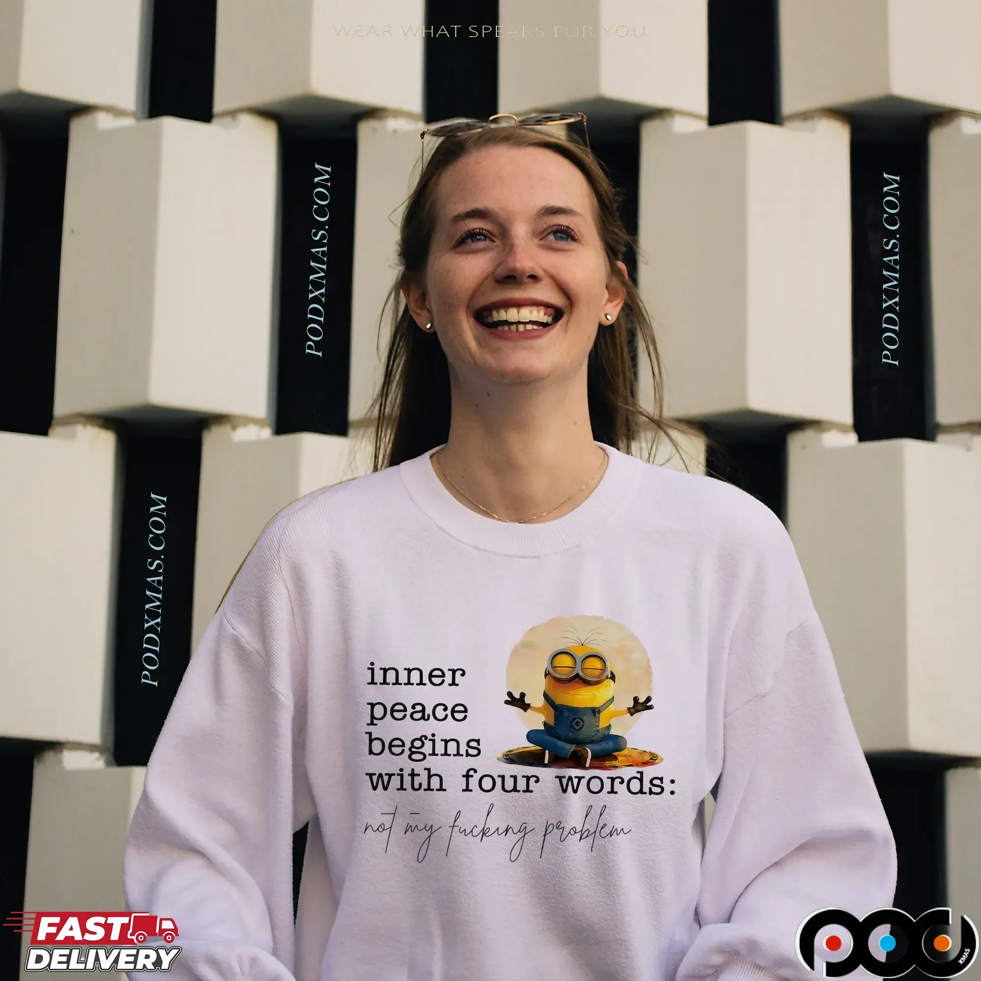 Minion Yoga Inner Peace Begins With Four Words Not My Fucking Problem T Shirt