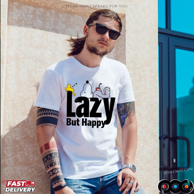 Snoopy And Woodstock Lazy But Happy Meme T Shirt