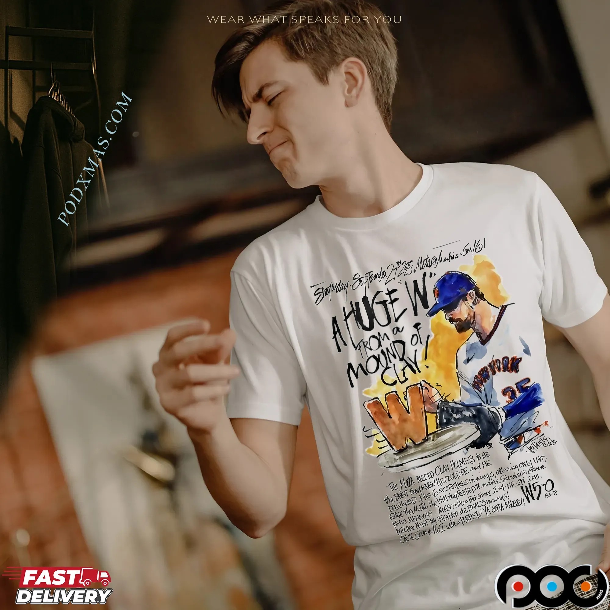 New York Mets Clay Holmes A Huge W From A Mound Of Clay 2025 Season T Shirt
