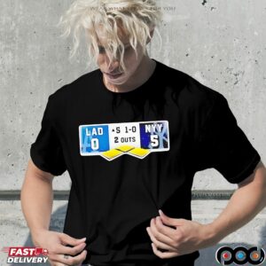 New York Yankees vs Los Angeles Dodgers Game Scoreboard 5-0 2 Outs shirt
