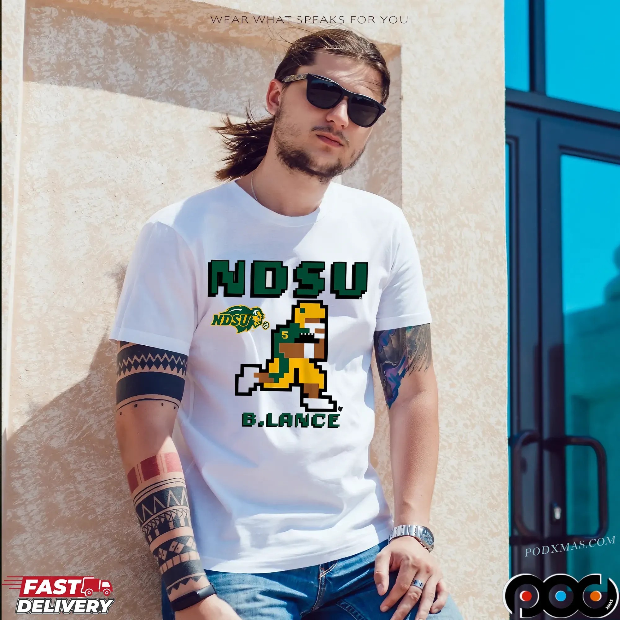 North Dakota State Football Bryce Lance Retro Baller Pixel Style T Shirt