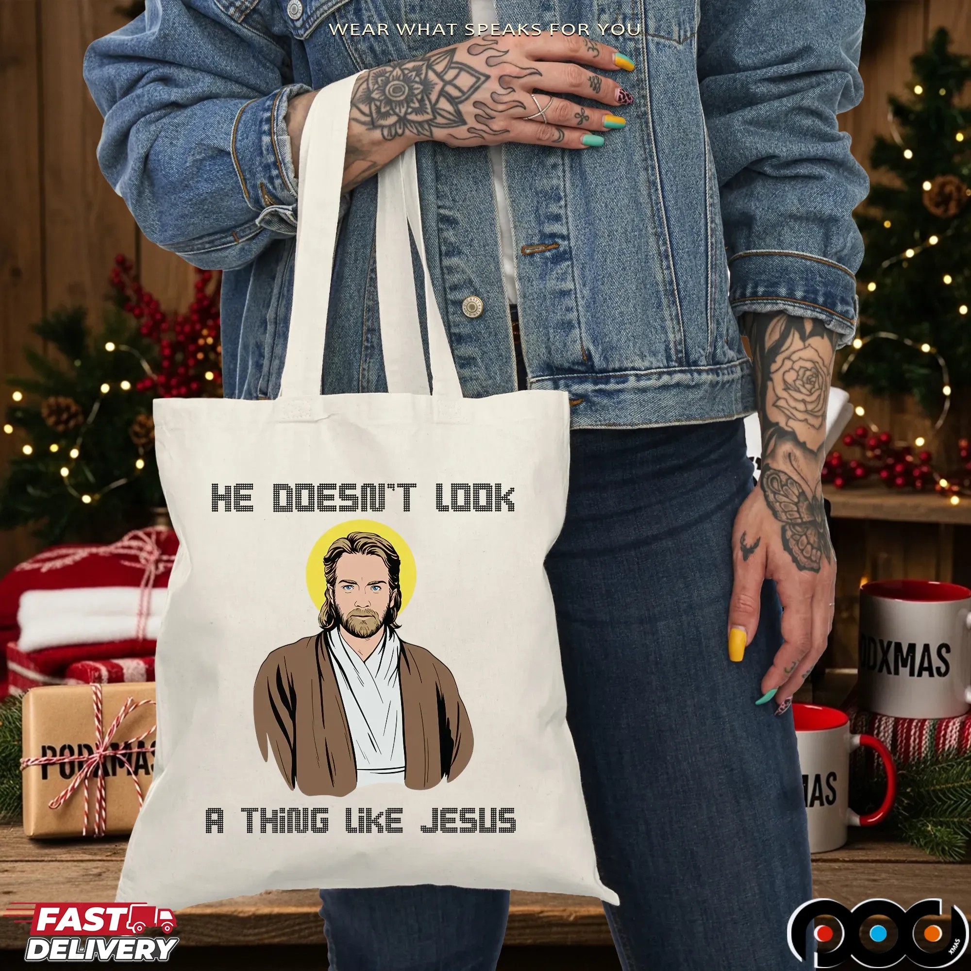 Obi-wan Kenobi Star Wars Saga He Doesn't Look A Thing Like Jesus Parody T Shirt