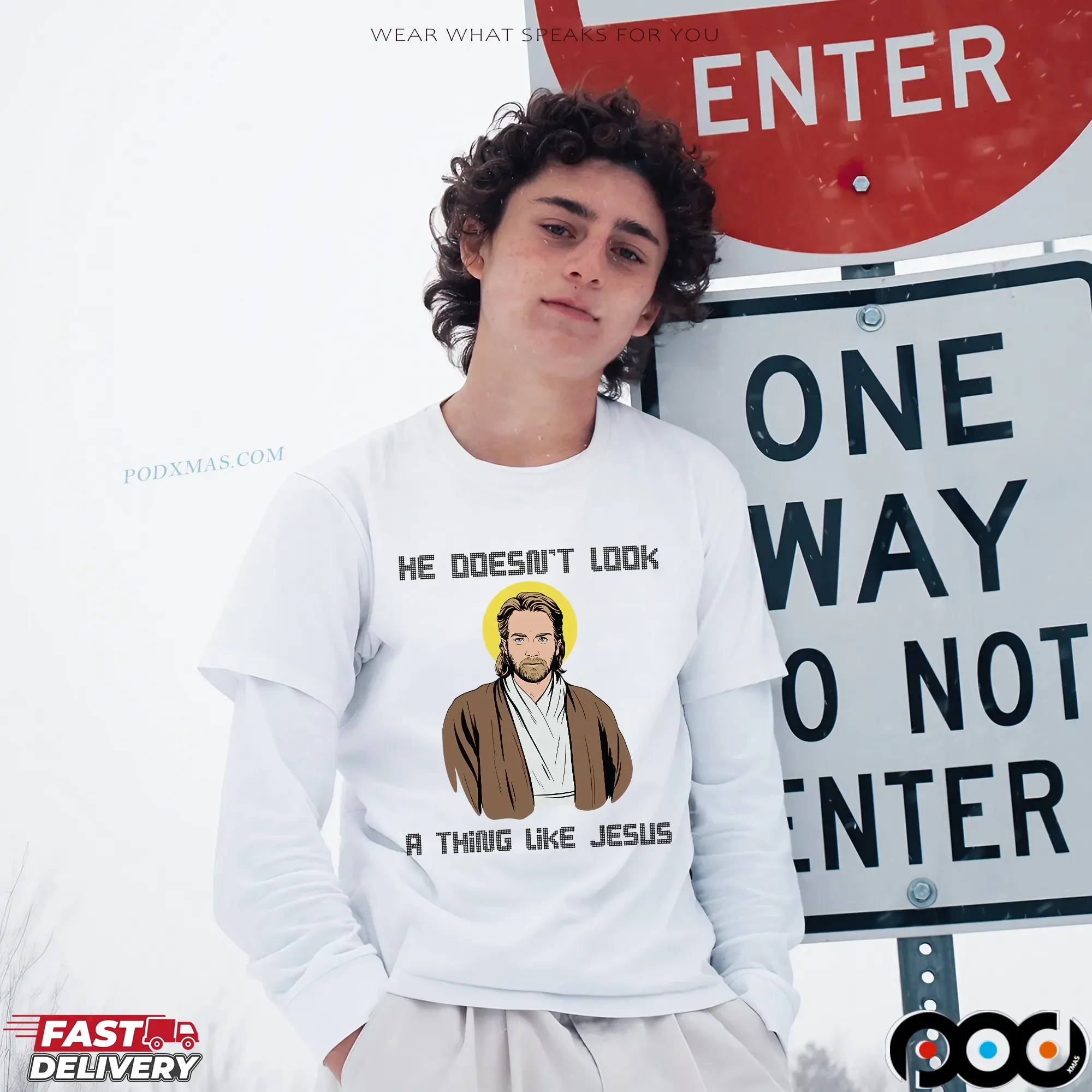 Obi-wan Kenobi Star Wars Saga He Doesn't Look A Thing Like Jesus Parody T Shirt