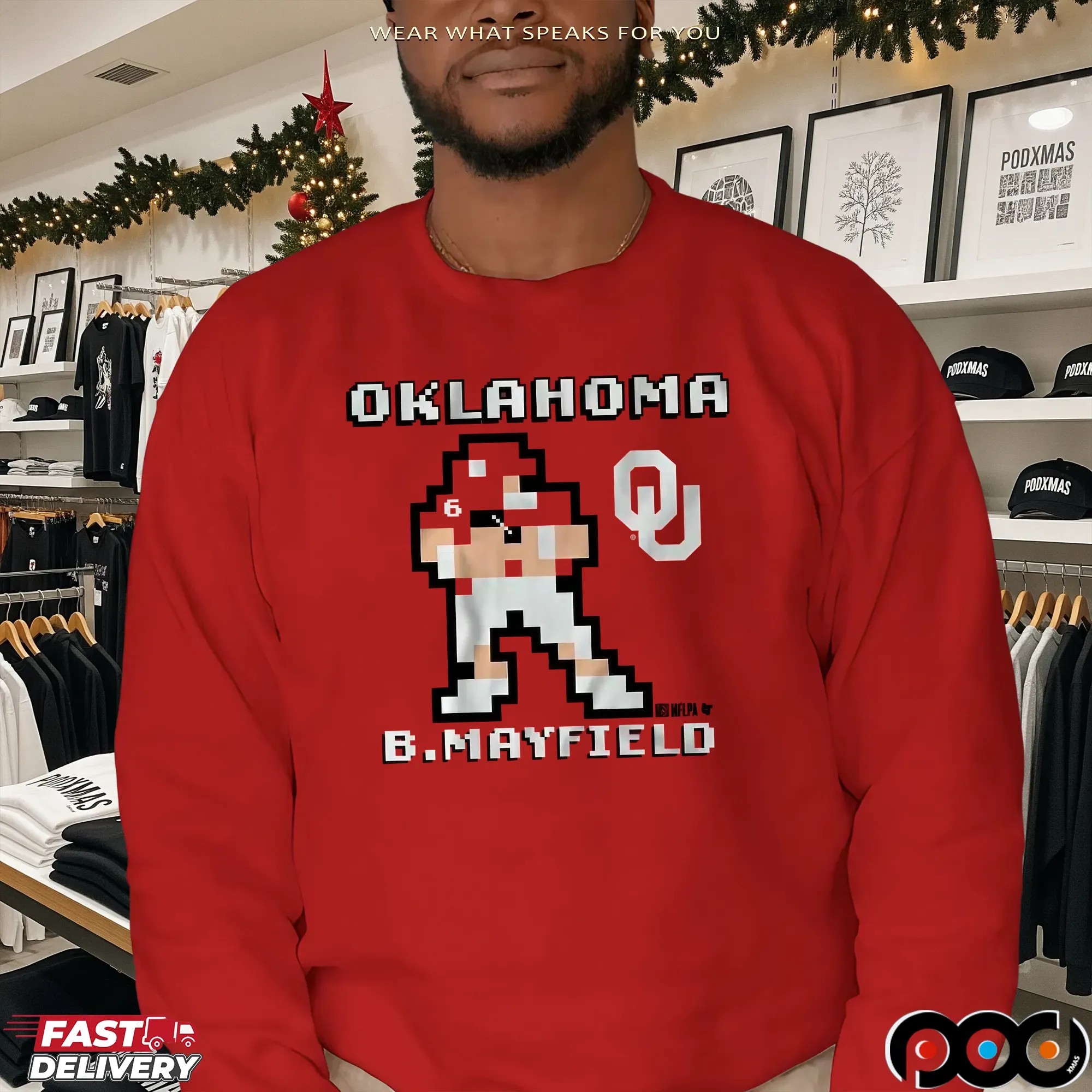 Oklahoma Football Baker Mayfield Retro Baller Pixel Game Style T Shirt