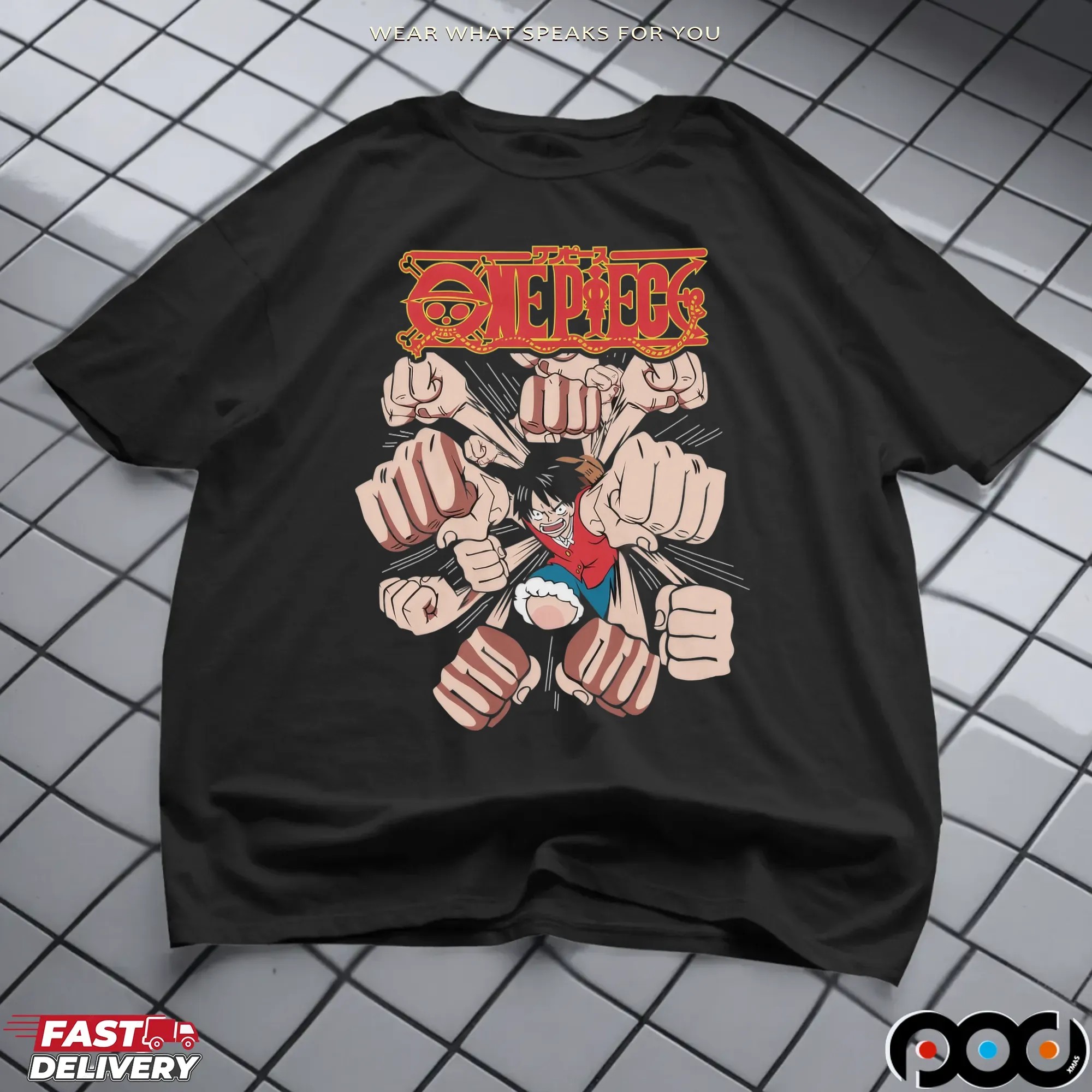 One Piece Luffy Gatling Punch Anime Manga T Shirt
