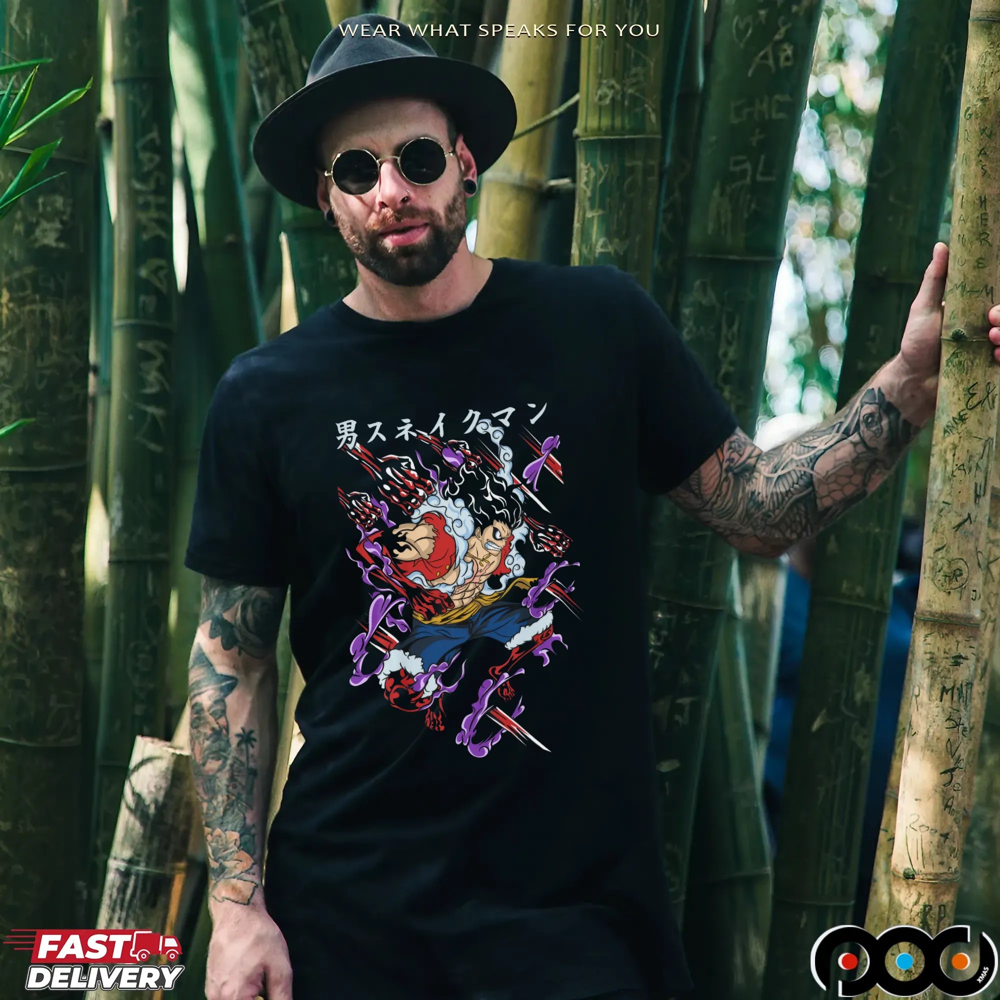One Piece Luffy Snake Man Gear Battle Pose Anime T Shirt